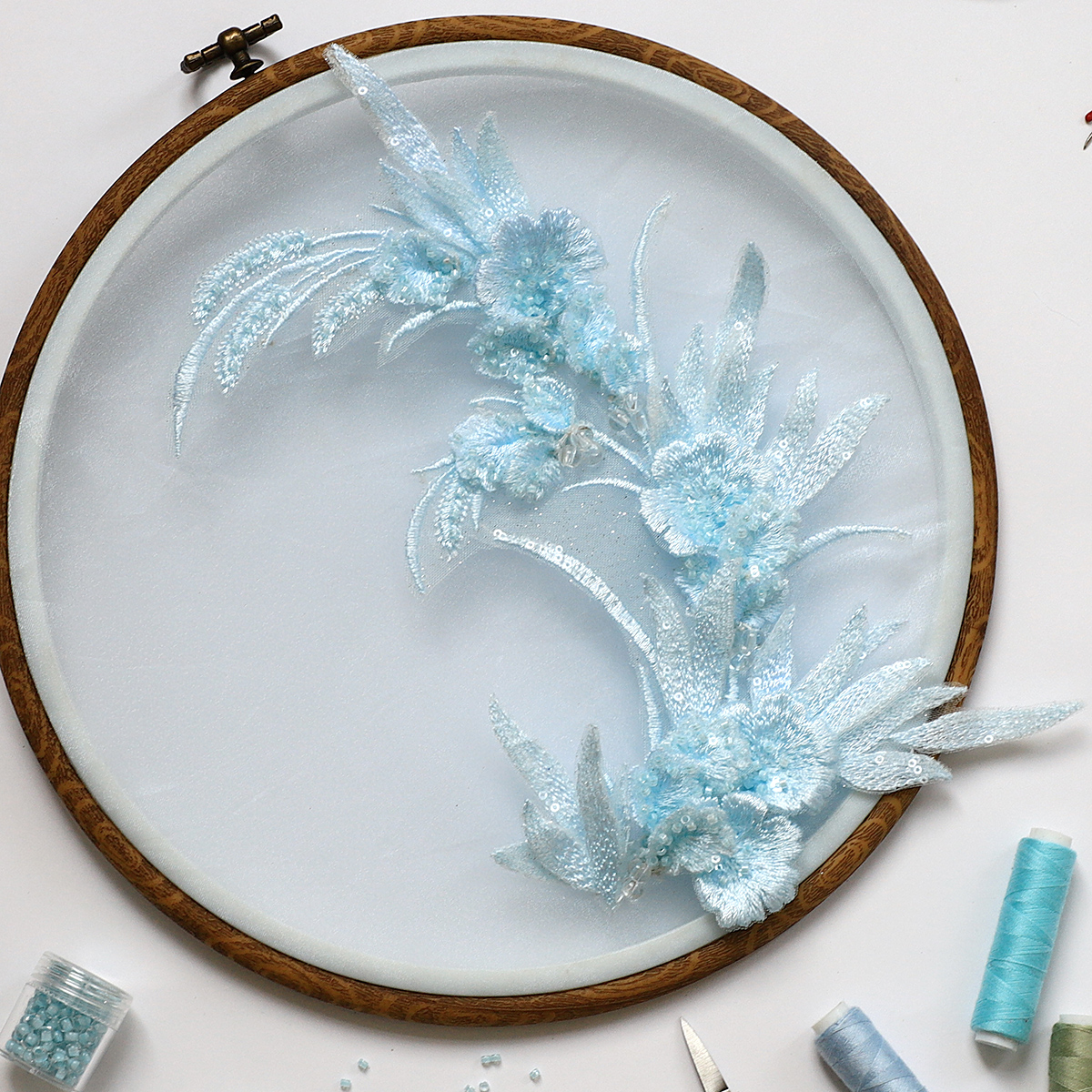 Yanzi Handmade 3d Flower Sequin Beads Applique(YZLQ031)