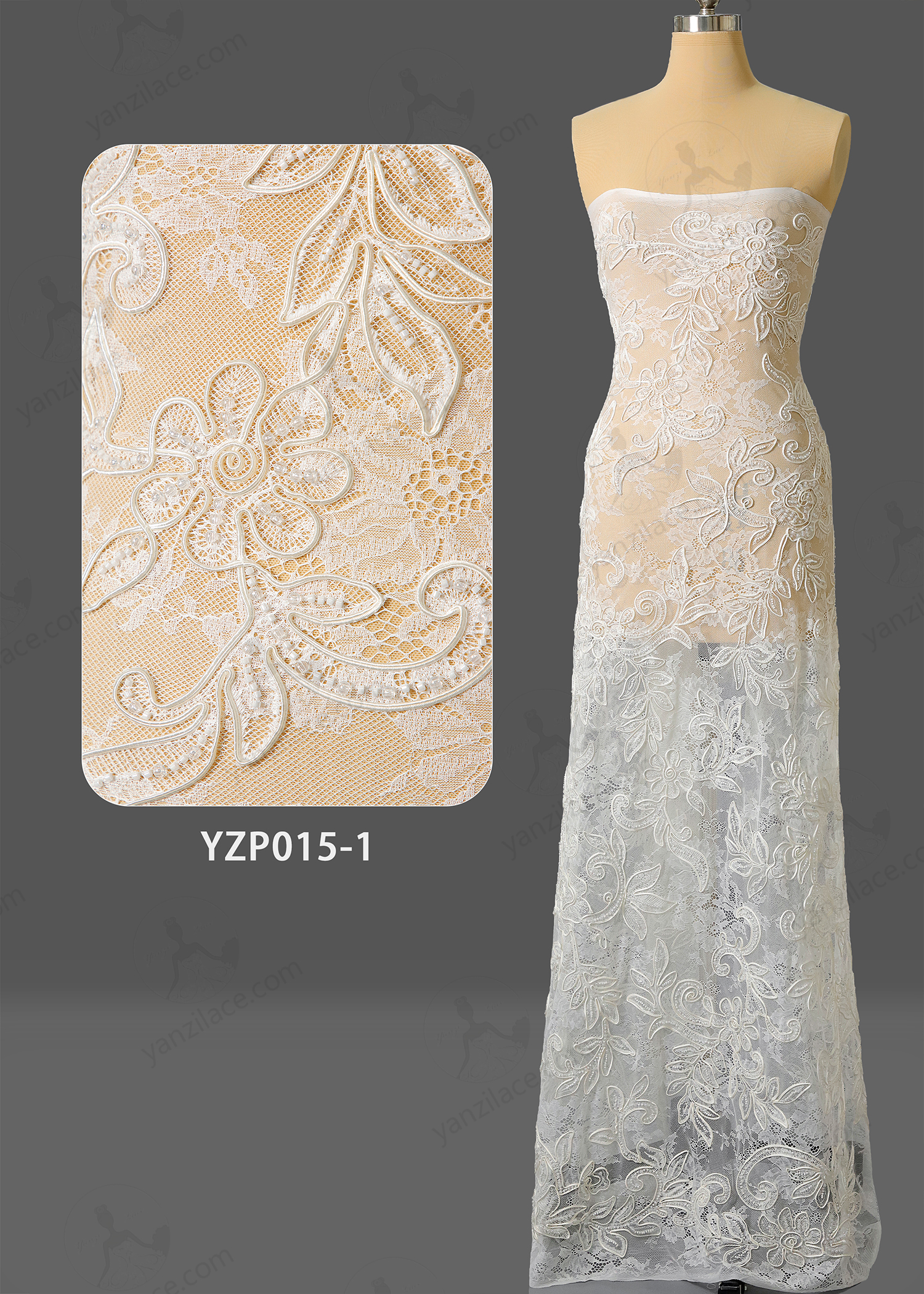 Yanzi corded bead embroidered lace with sequin  (YZP015-1)