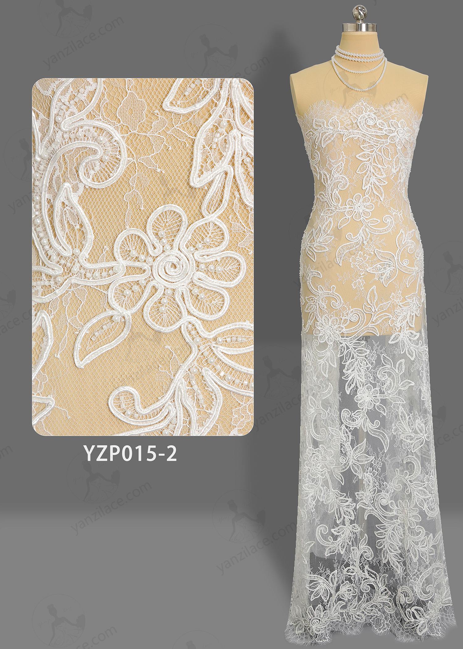 Yanzi corded bead embroidered lace with sequin  (YZP015-2)