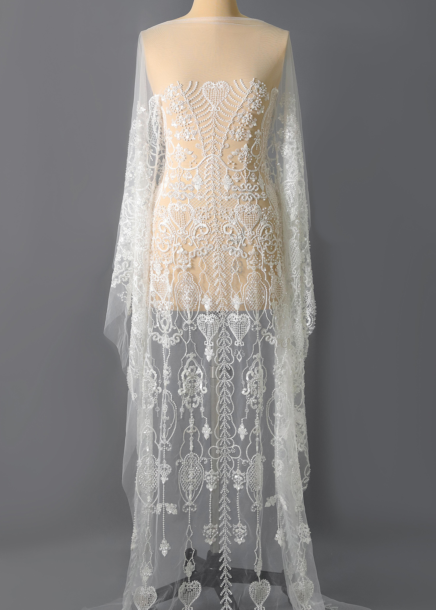 Yanzi floral beaded sequin embroidered lace (YZZX1011)