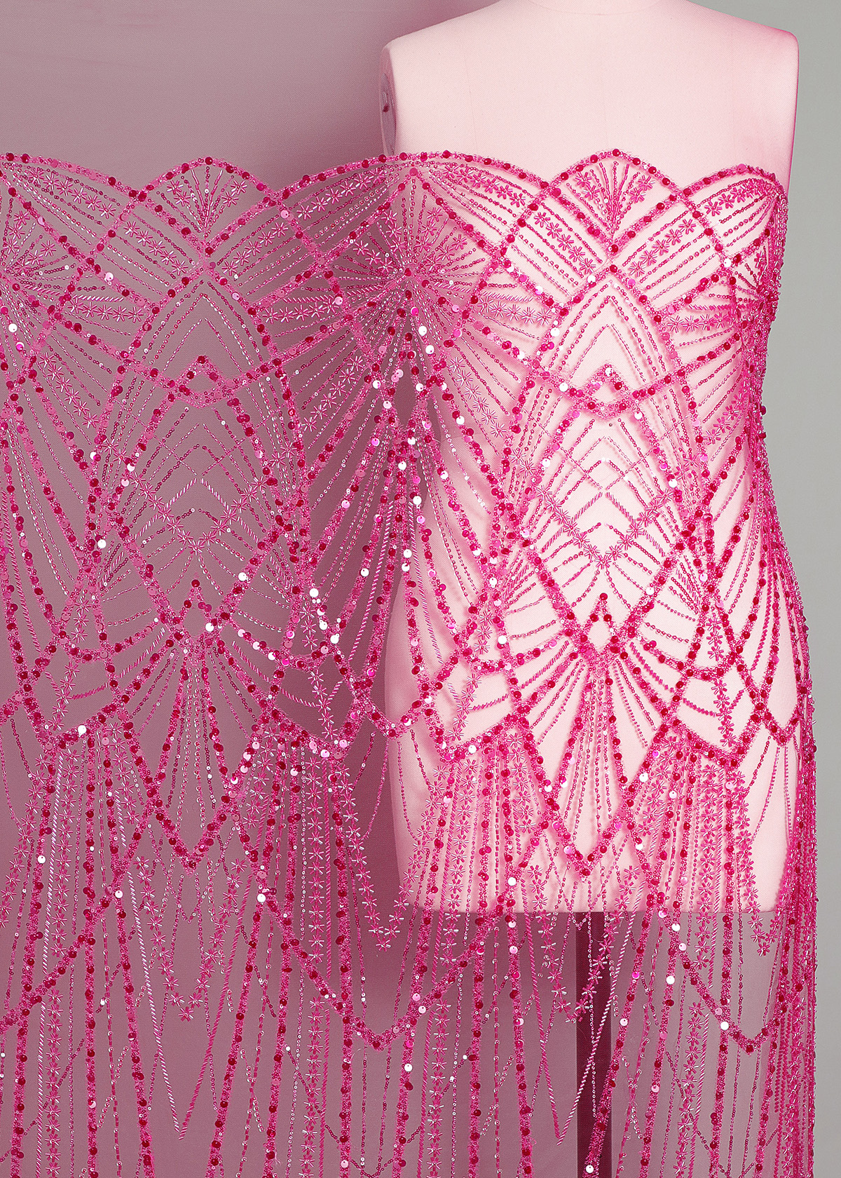 Yanzi colorful beaded lace dress fabric (YZZX227）
