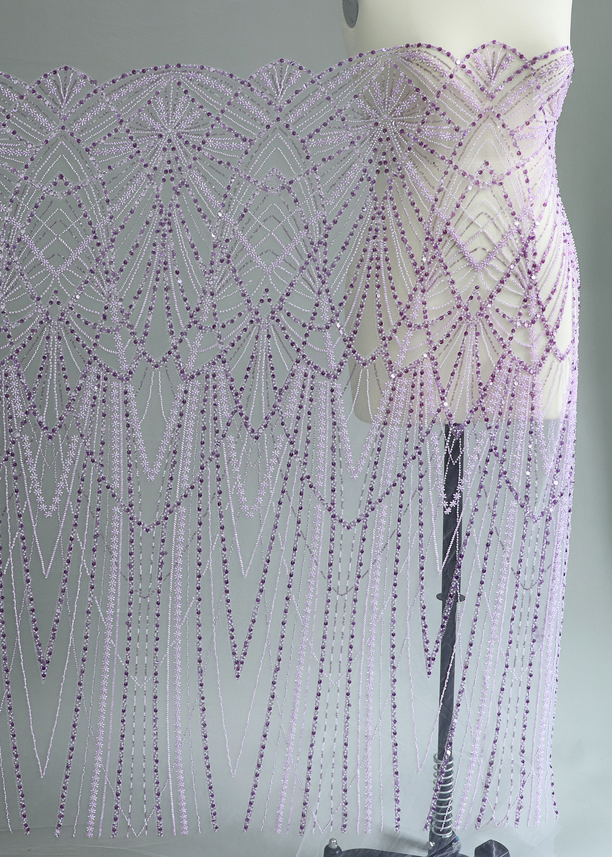 Yanzi colorful beaded lace dress fabric (YZZX227）