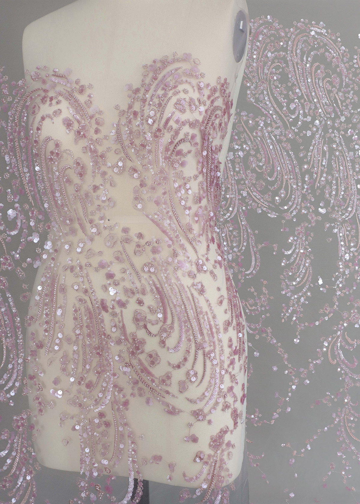 Yanzi colorful beaded lace dress fabric (YZZX230）