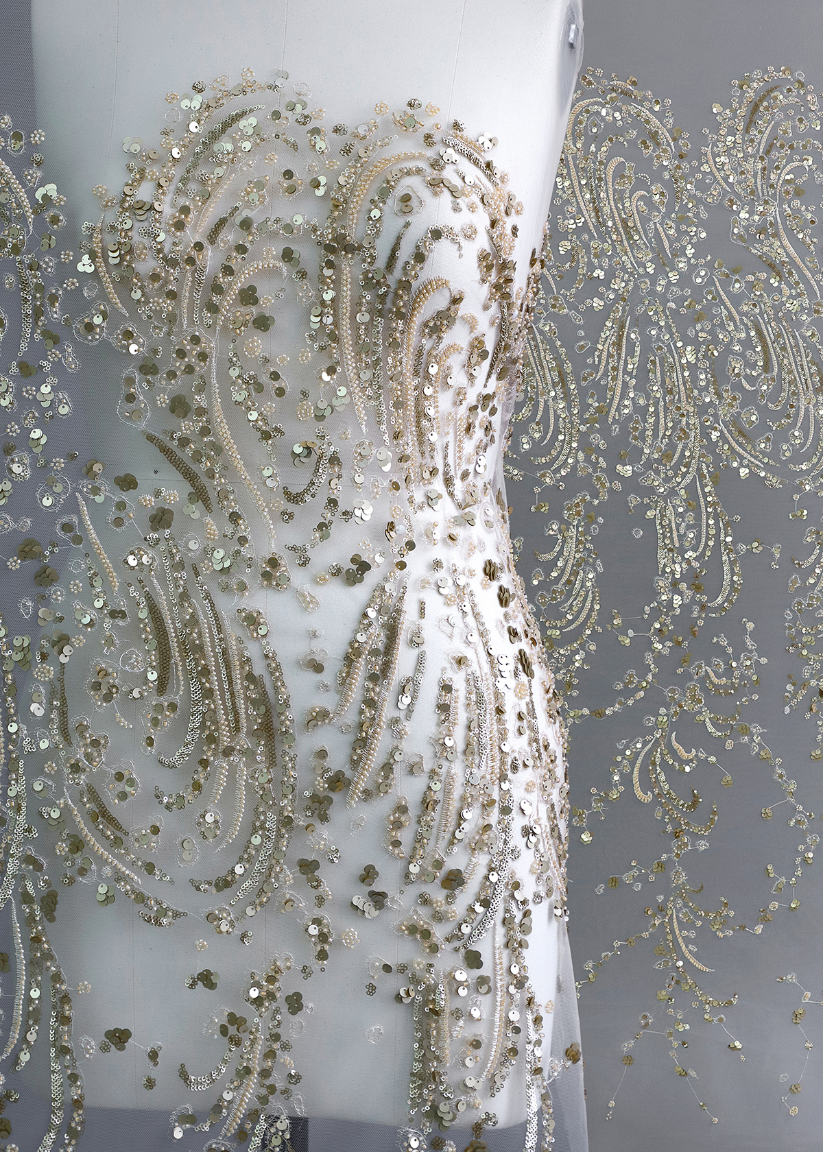 Yanzi colorful beaded lace dress fabric (YZZX230）