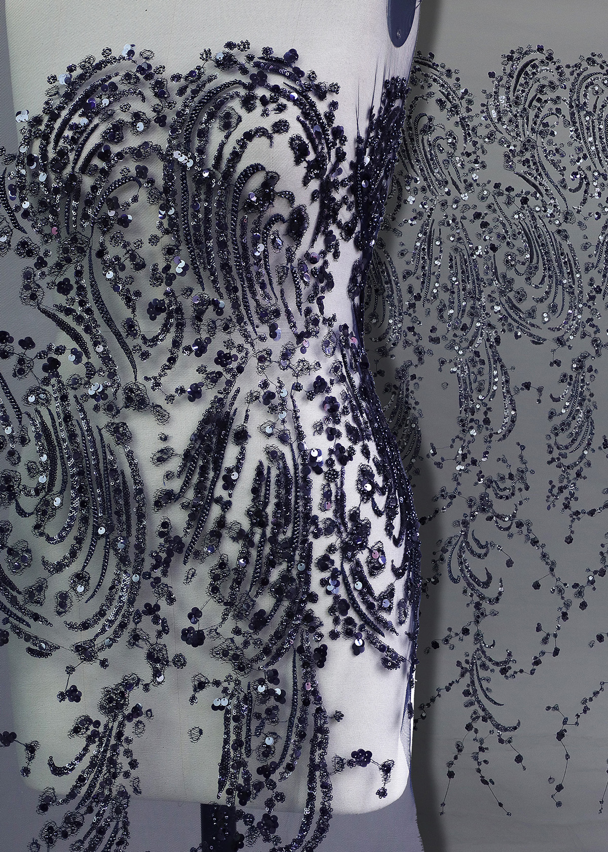 Yanzi colorful beaded lace dress fabric (YZZX230）