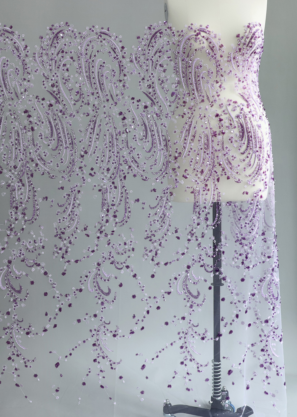 Yanzi colorful beaded lace dress fabric (YZZX230）