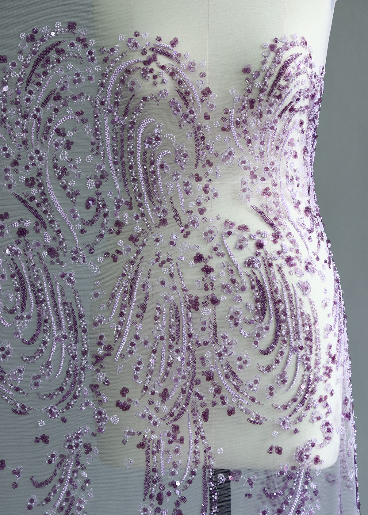 Yanzi colorful beaded lace dress fabric (YZZX230）