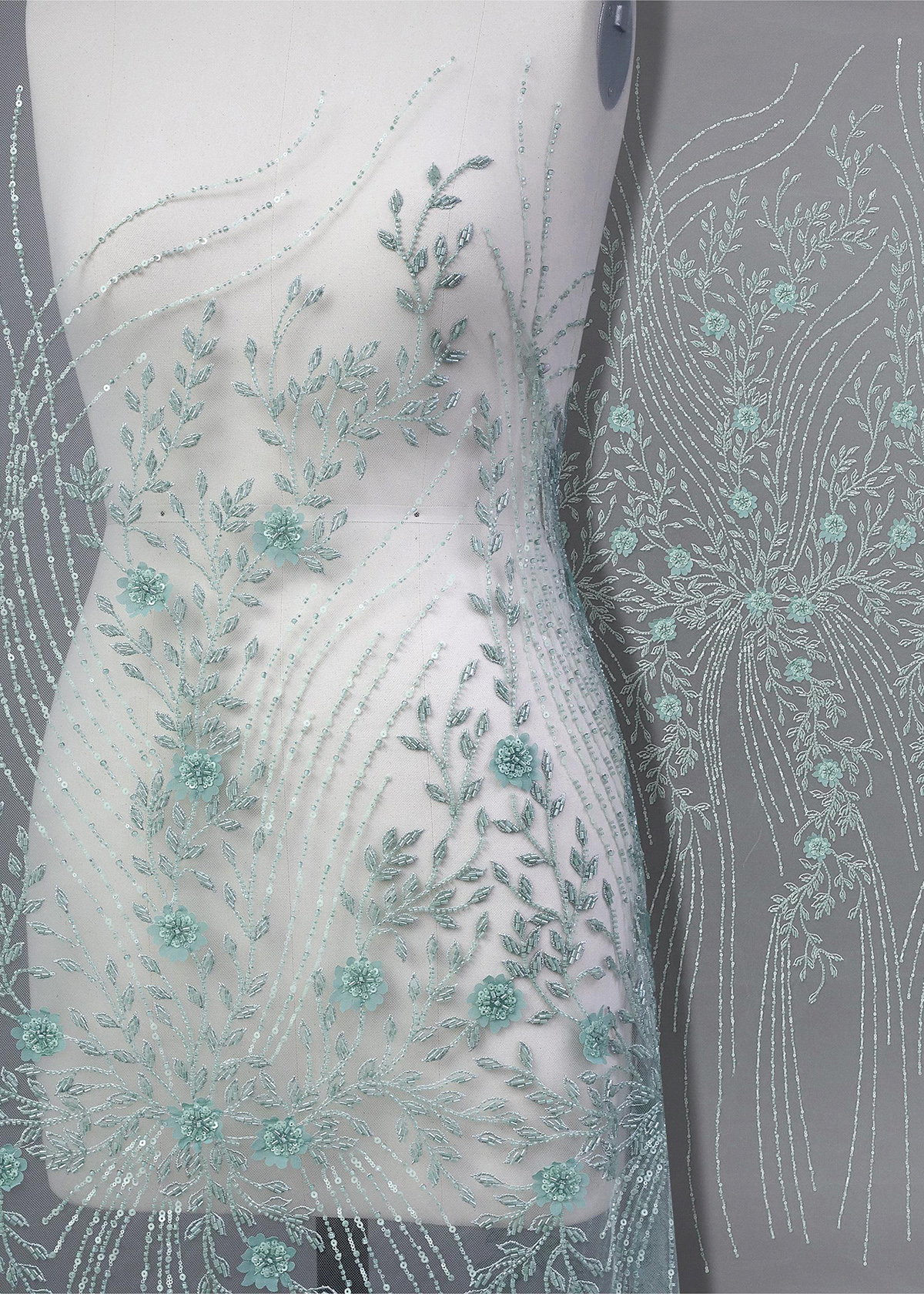 Yanzi colorful beaded lace dress fabric (YZZX243）