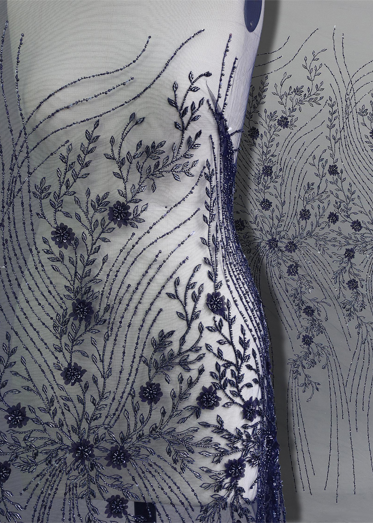 Yanzi colorful beaded lace dress fabric (YZZX243）