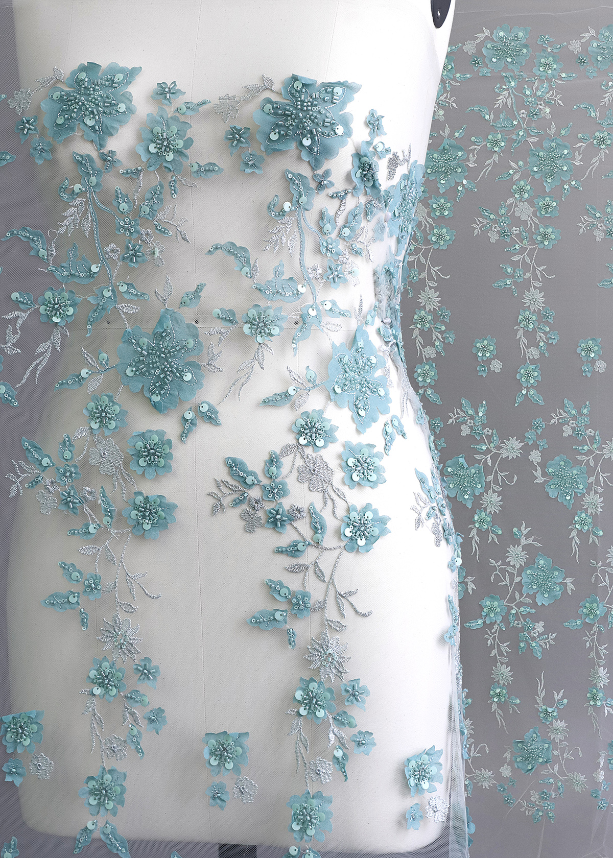 Yanzi colorful beaded lace dress fabric (YZZX261）