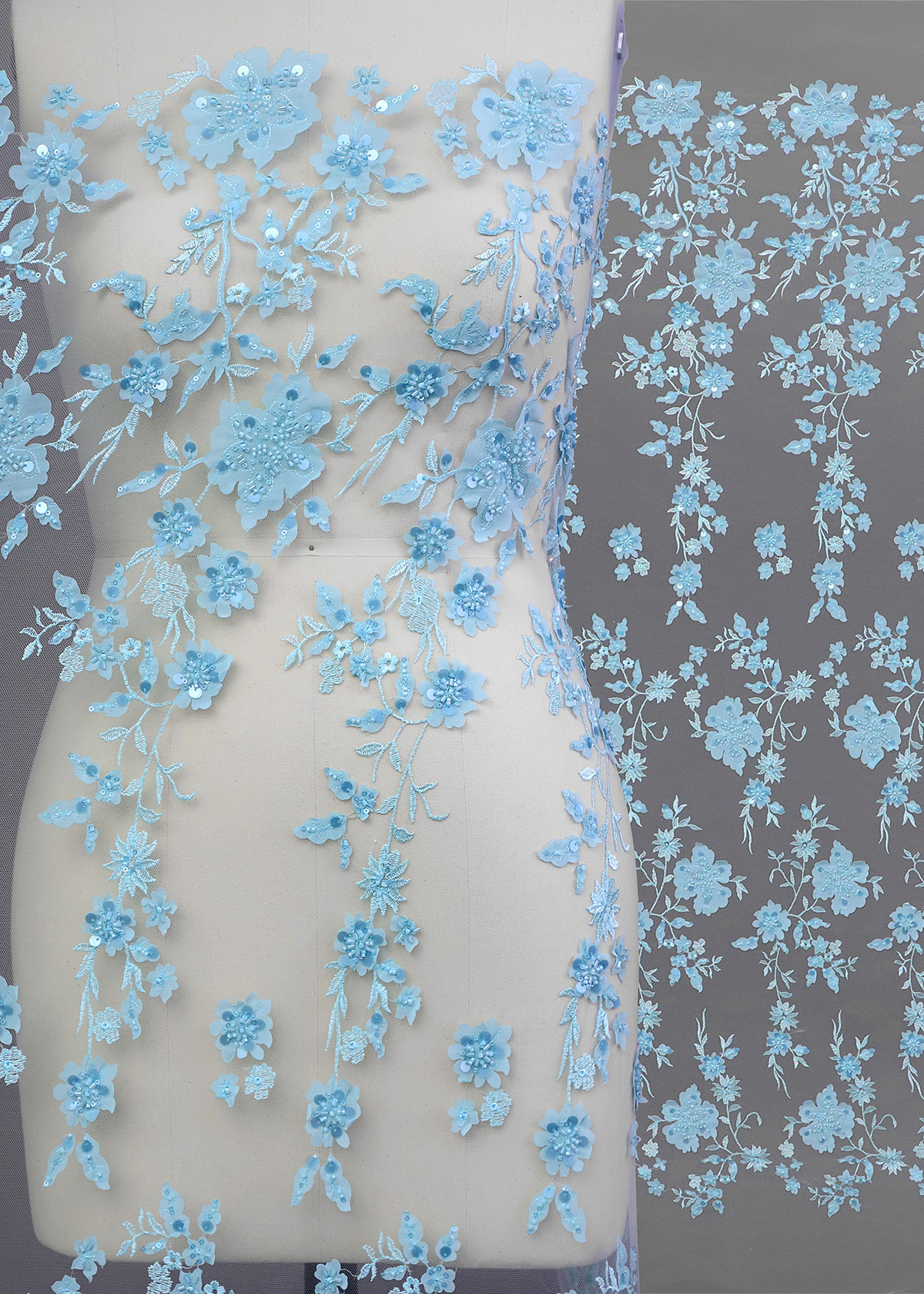 Yanzi colorful beaded lace dress fabric (YZZX261）