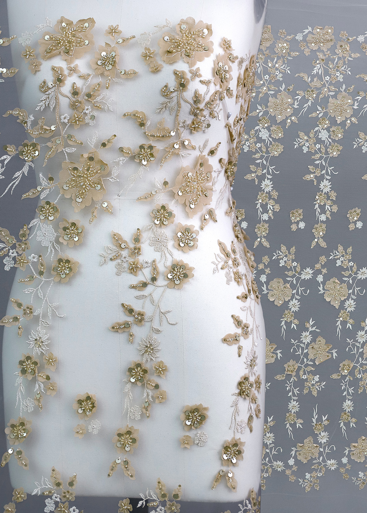 Yanzi colorful beaded lace dress fabric (YZZX261）