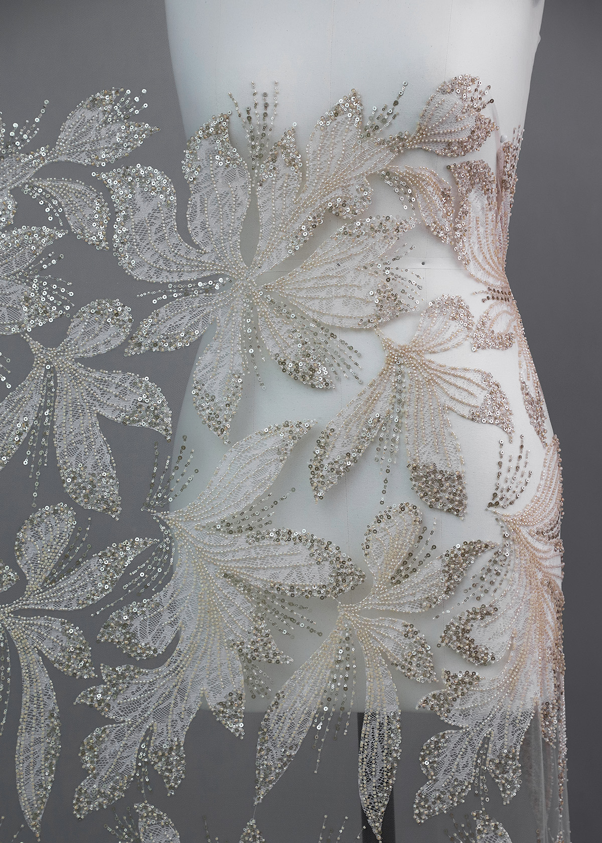 Yanzi colorful beaded lace dress fabric (YZZX274）