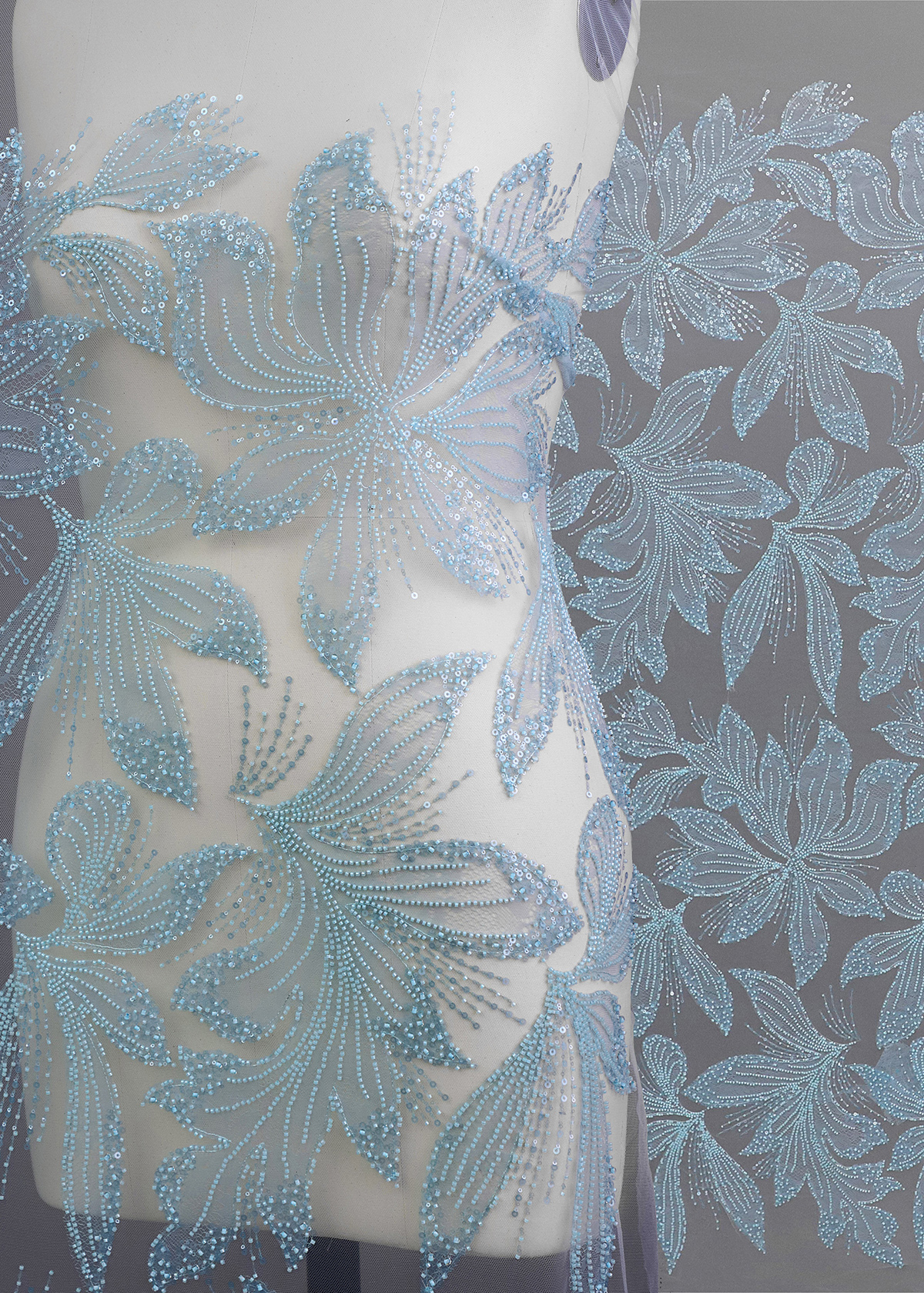 Yanzi colorful beaded lace dress fabric (YZZX274）