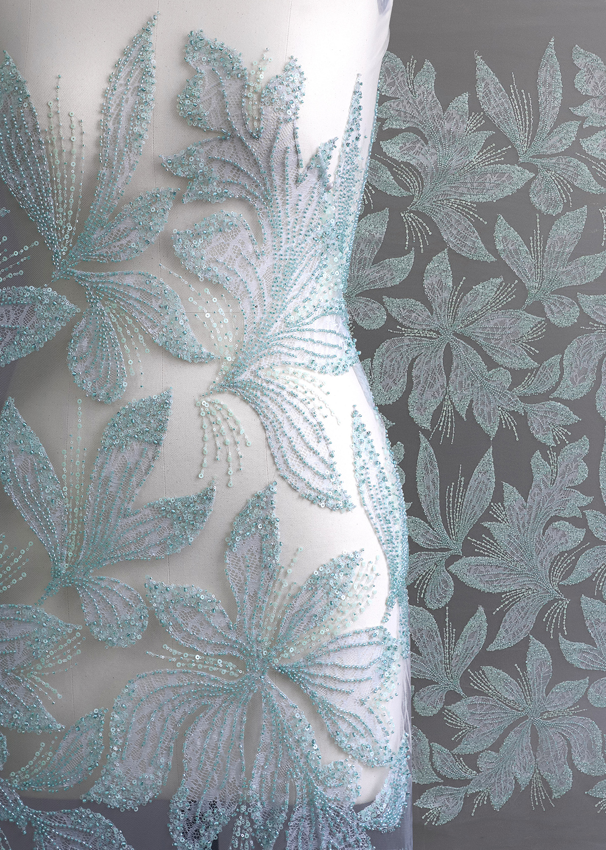 Yanzi colorful beaded lace dress fabric (YZZX274）