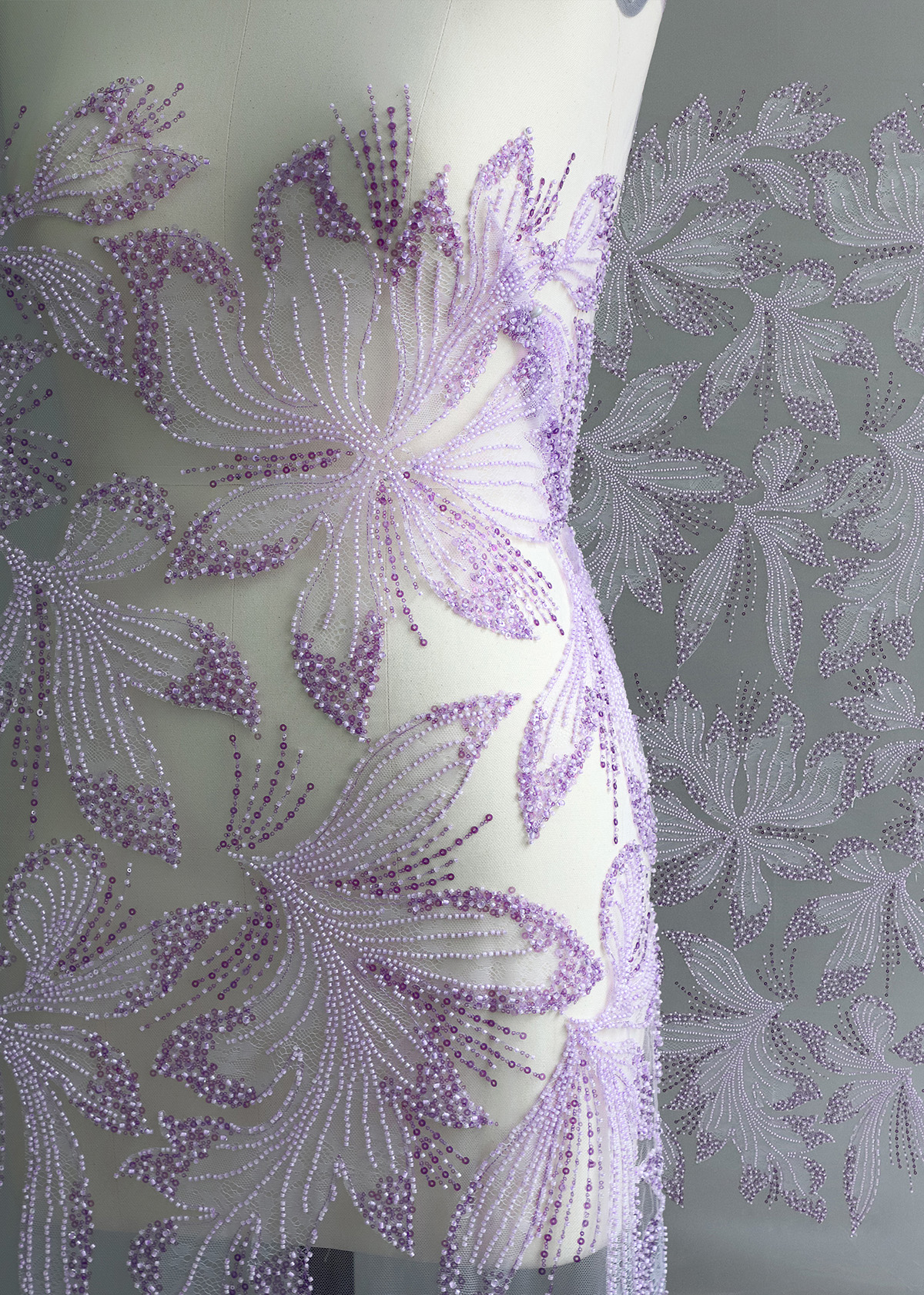 Yanzi colorful beaded lace dress fabric (YZZX274）