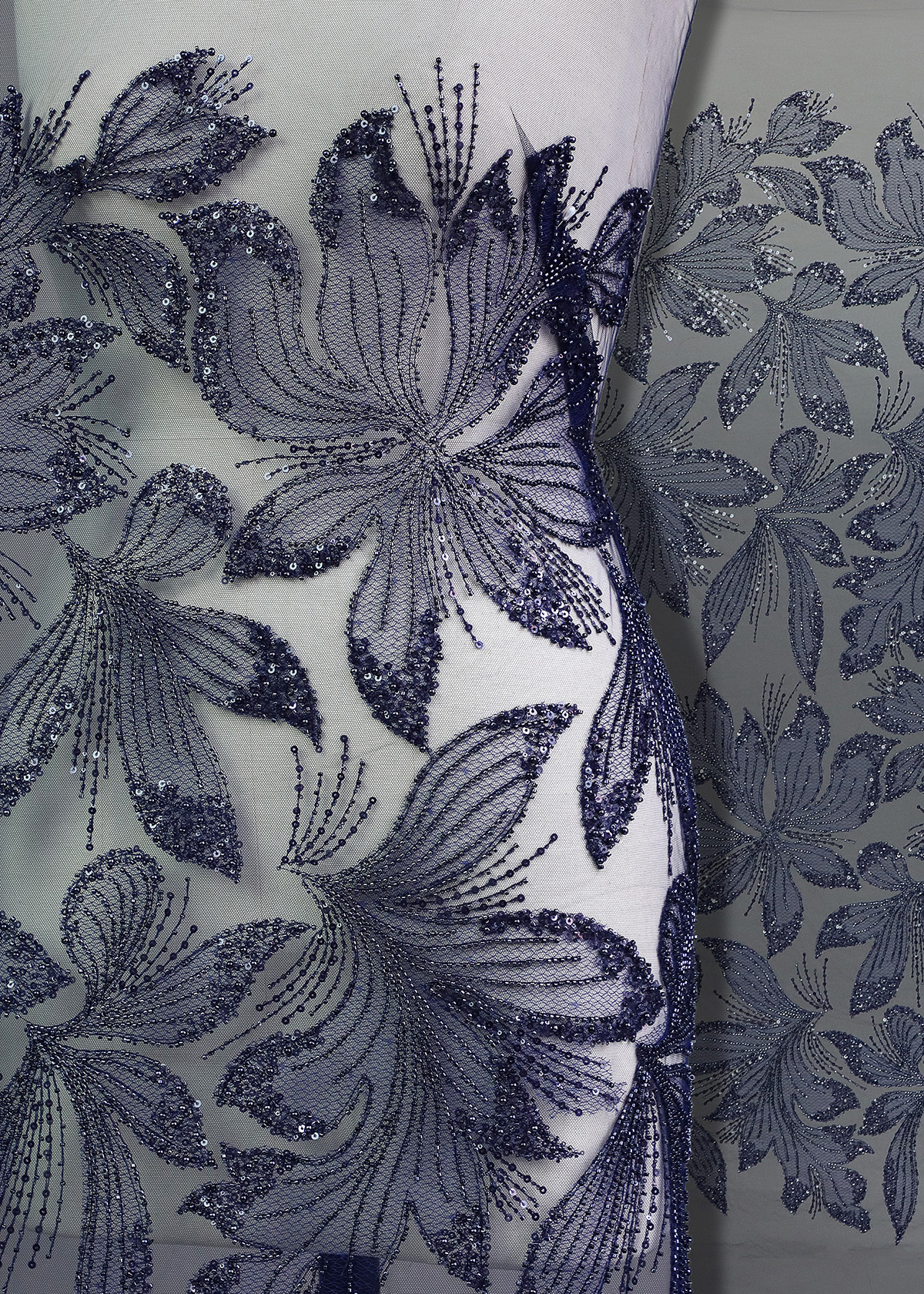 Yanzi colorful beaded lace dress fabric (YZZX274）
