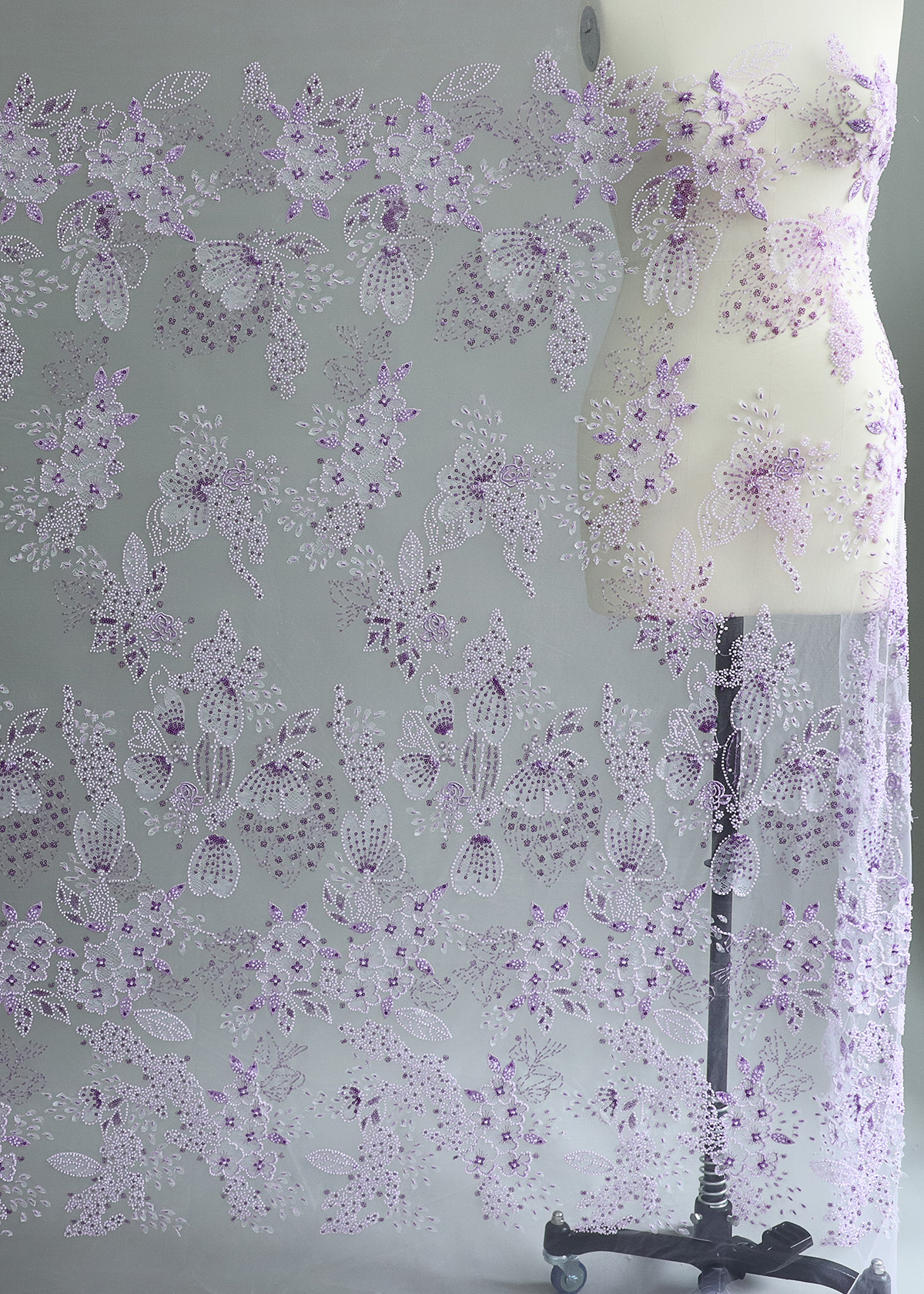 Yanzi colorful beaded lace dress fabric (YZZX276）