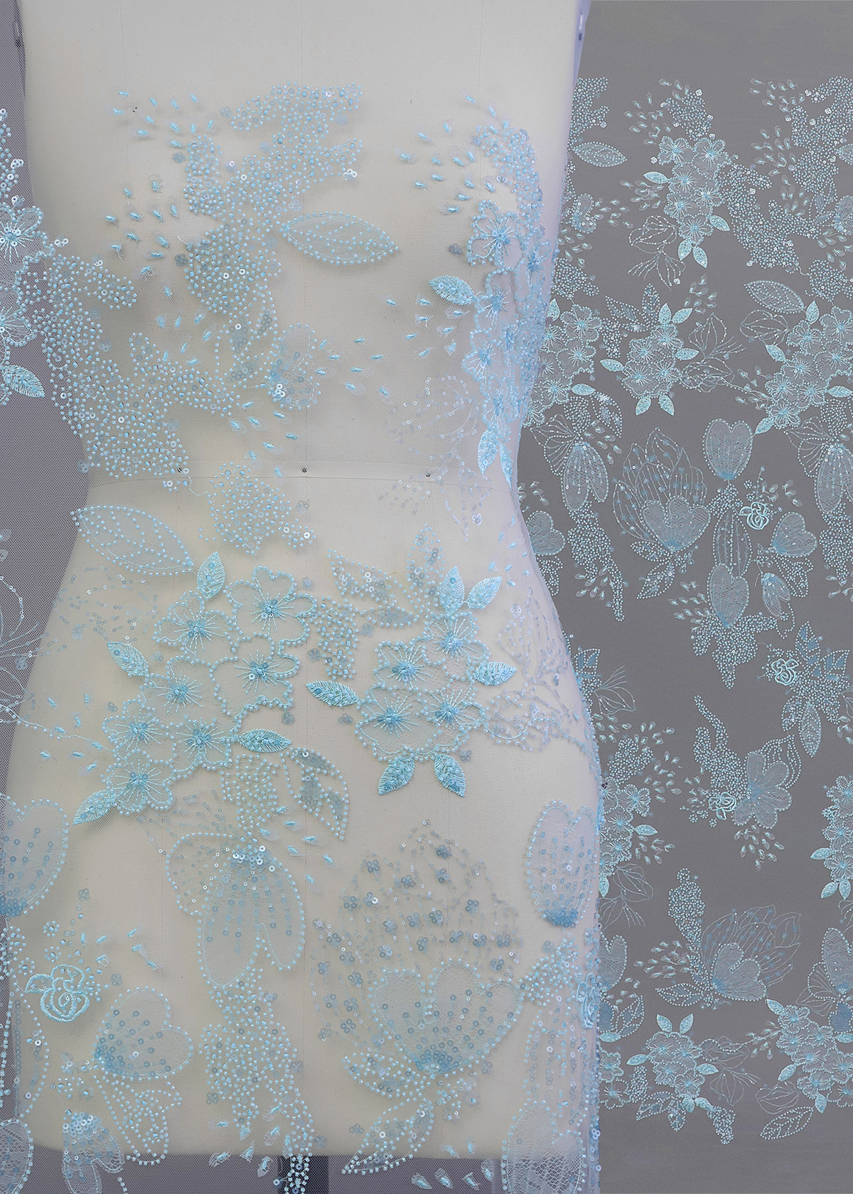 Yanzi colorful beaded lace dress fabric (YZZX276）