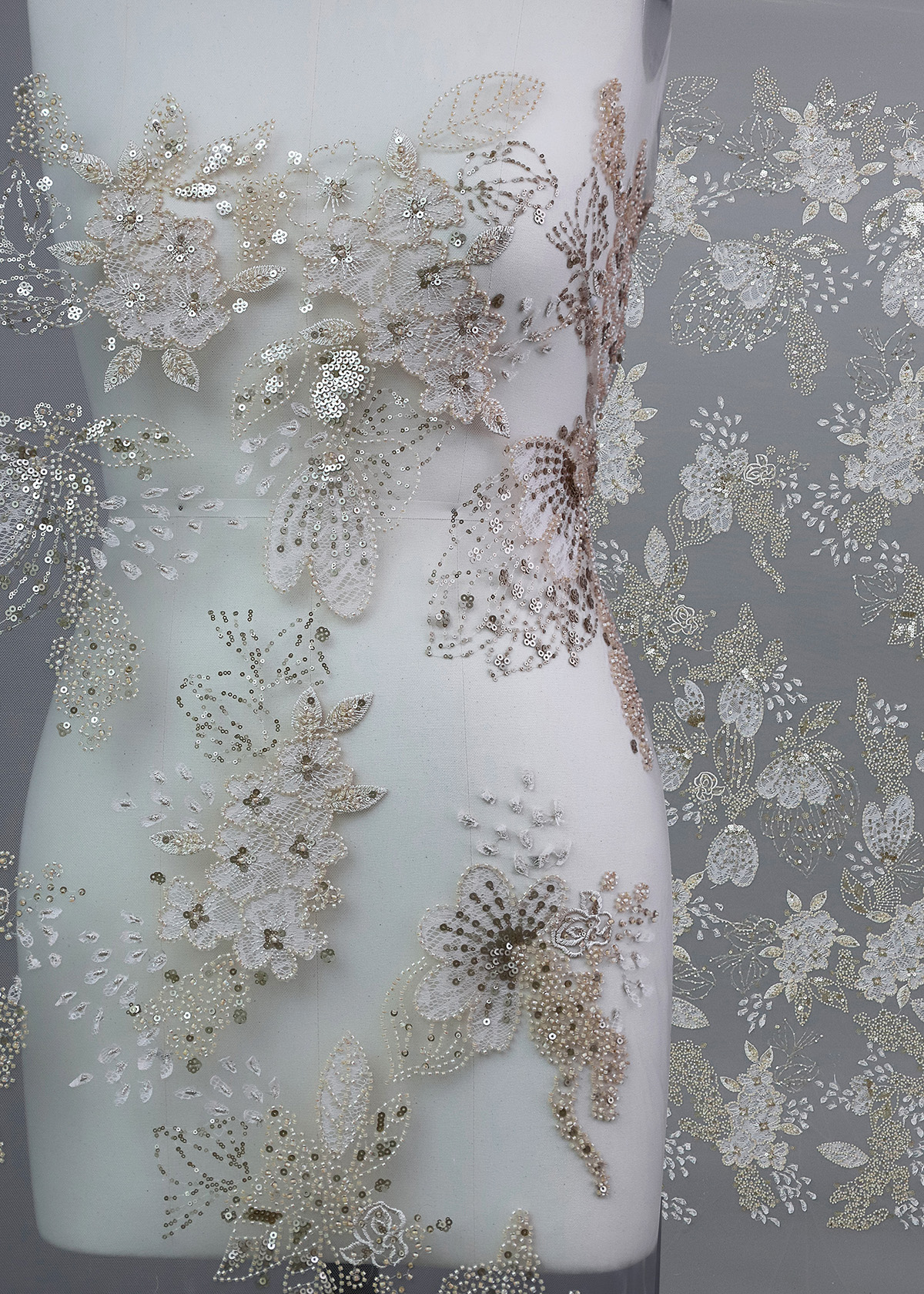 Yanzi colorful beaded lace dress fabric (YZZX276）