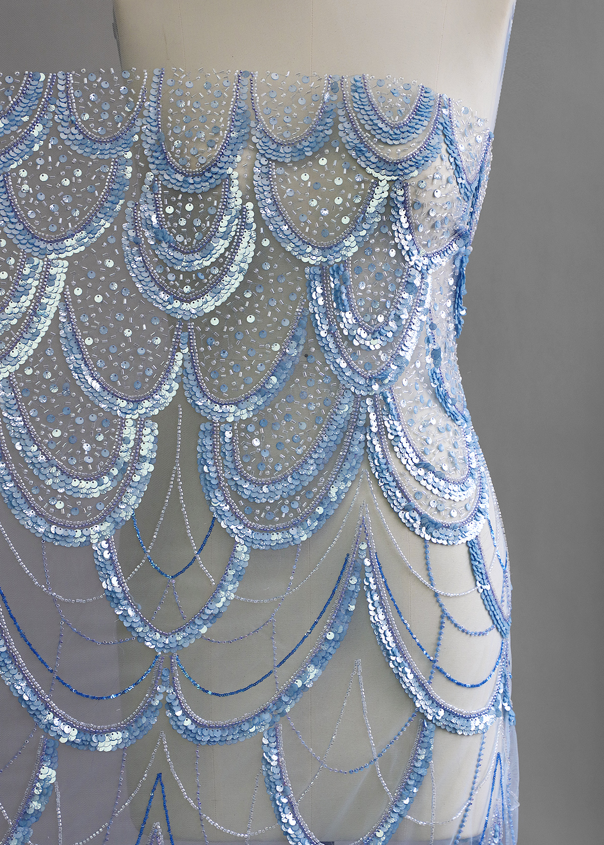Yanzi colorful beaded lace dress fabric (YZZX278）