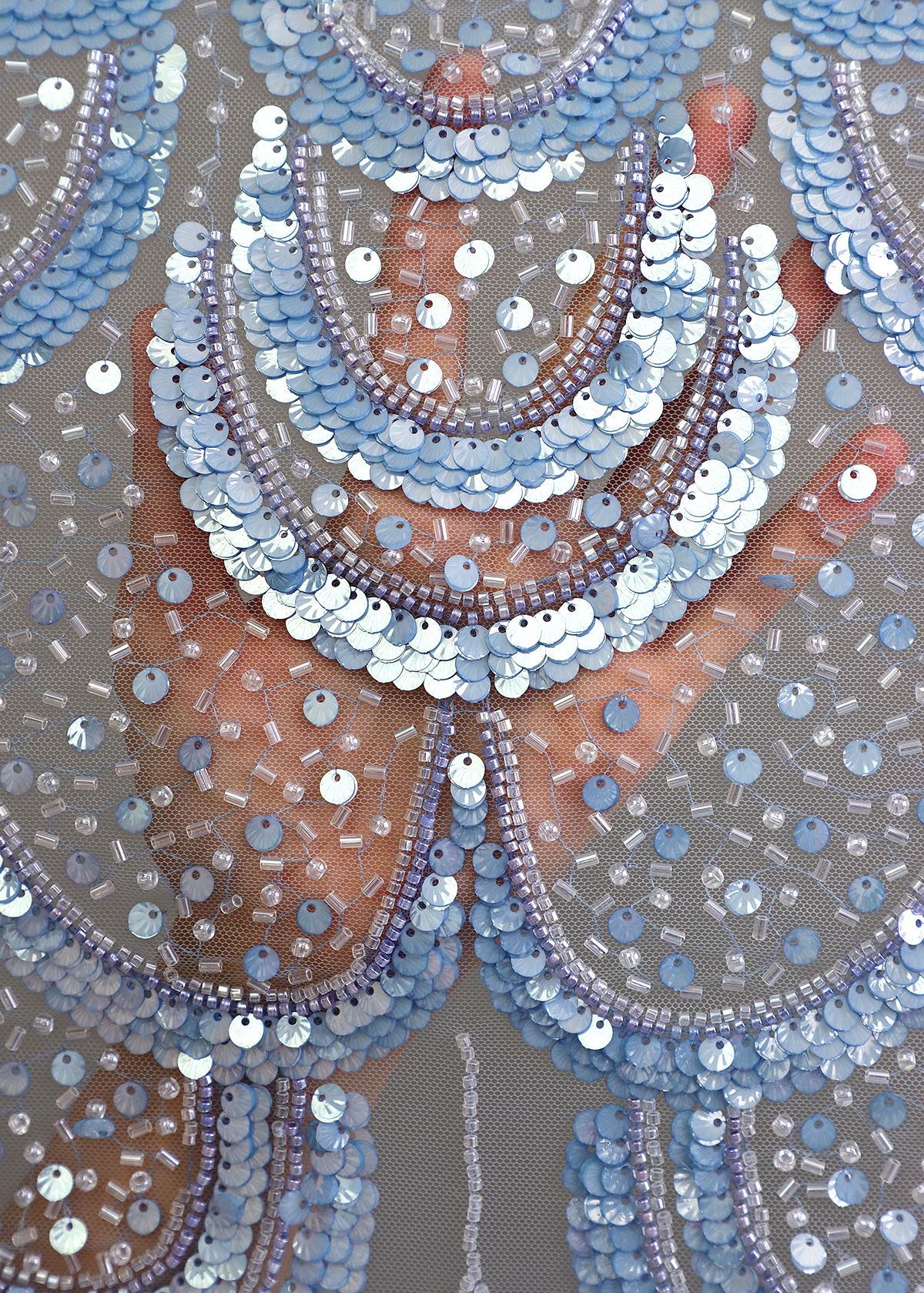 Yanzi colorful beaded lace dress fabric (YZZX278）