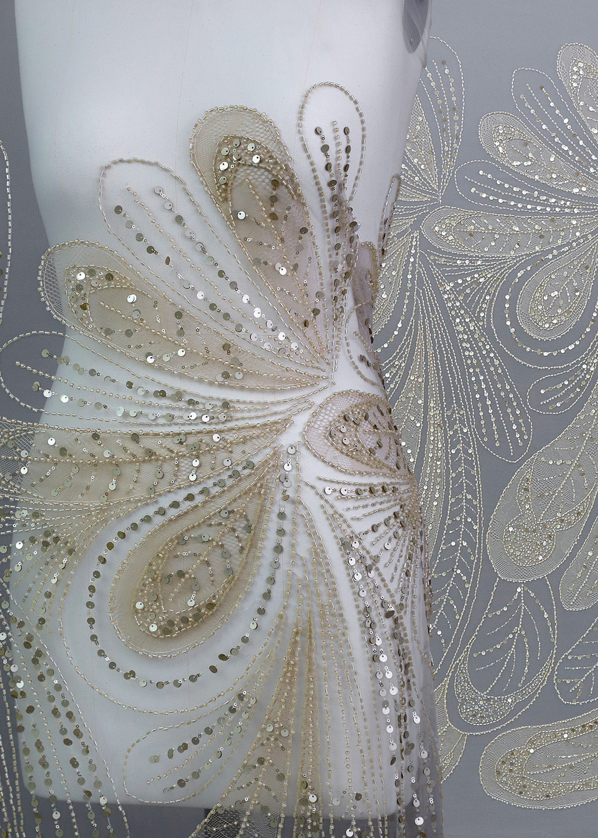 Yanzi colorful beaded lace dress fabric (YZZX279）