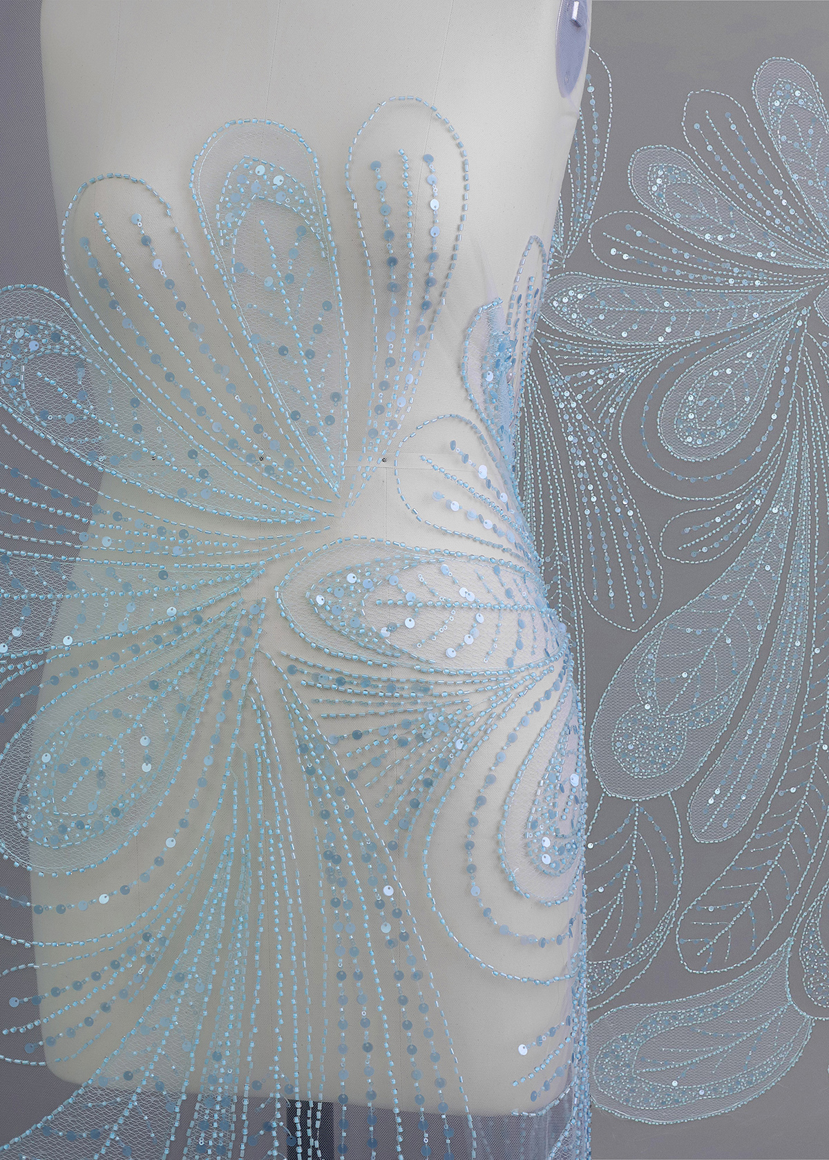 Yanzi colorful beaded lace dress fabric (YZZX279）