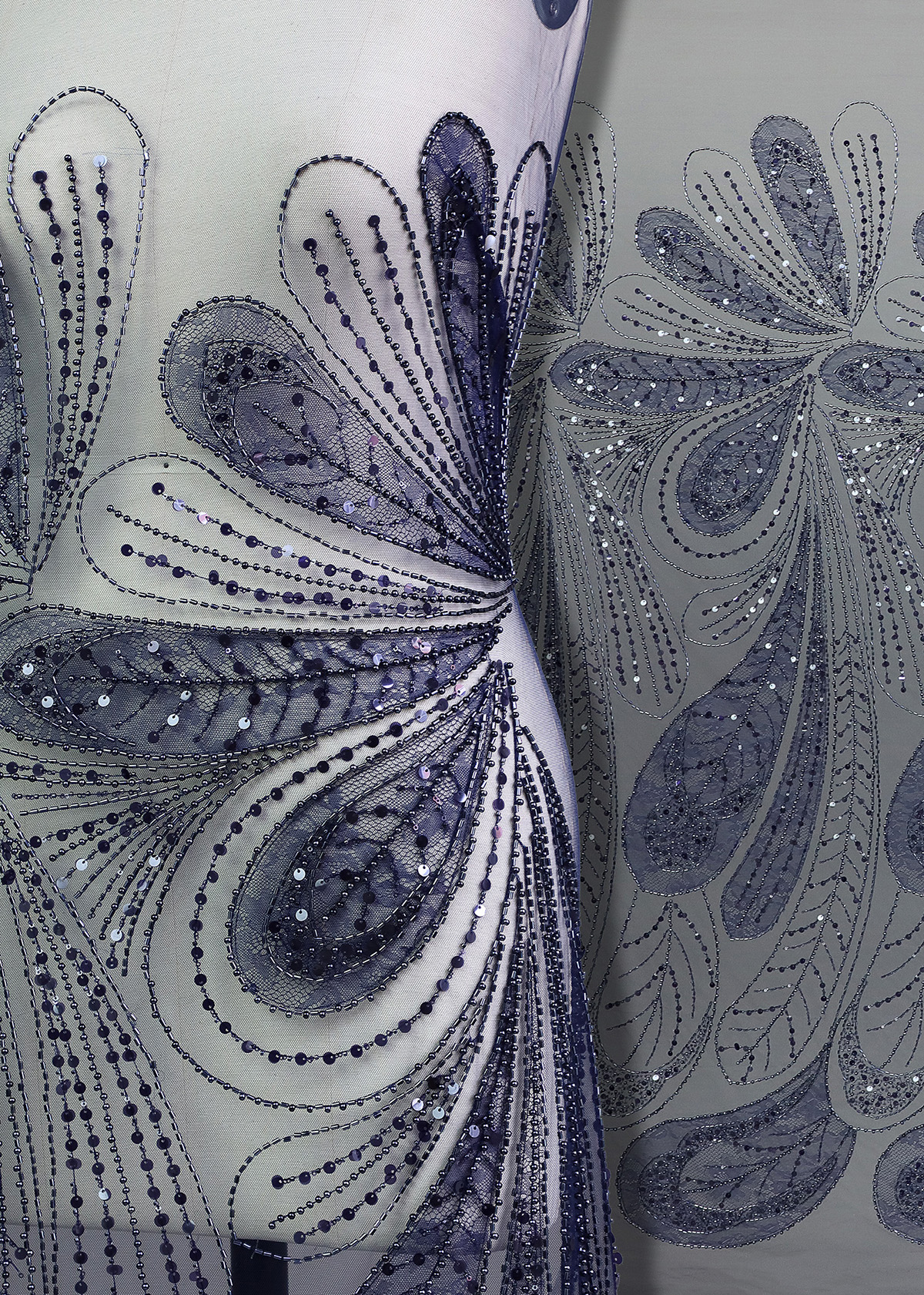 Yanzi colorful beaded lace dress fabric (YZZX279）