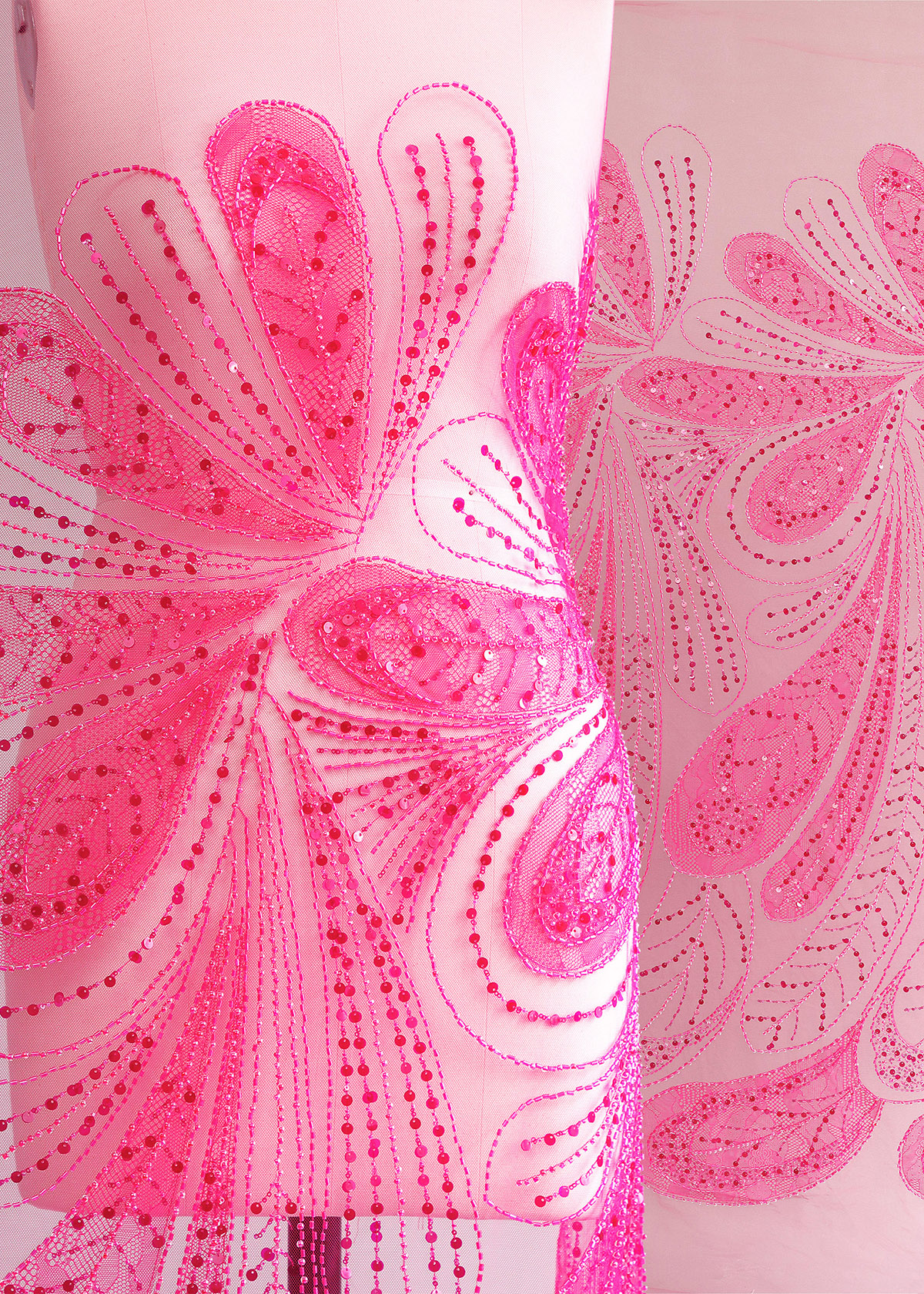 Yanzi colorful beaded lace dress fabric (YZZX279）