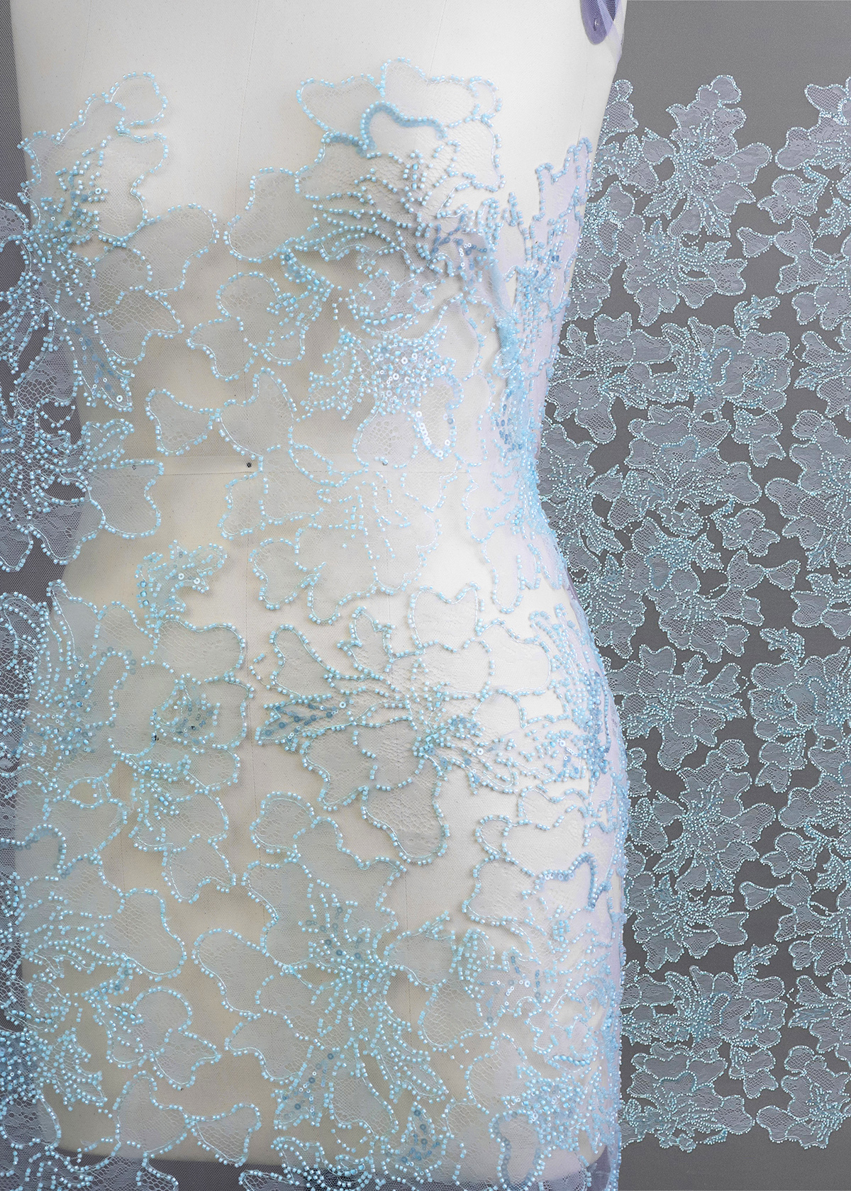 Yanzi colorful beaded lace dress fabric (YZZX303）