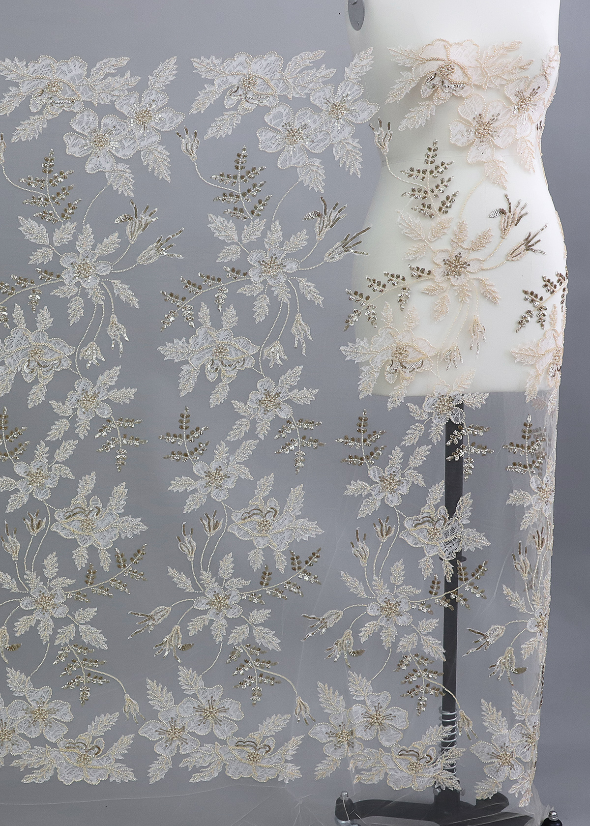 Yanzi colorful beaded lace dress fabric (YZZX340）
