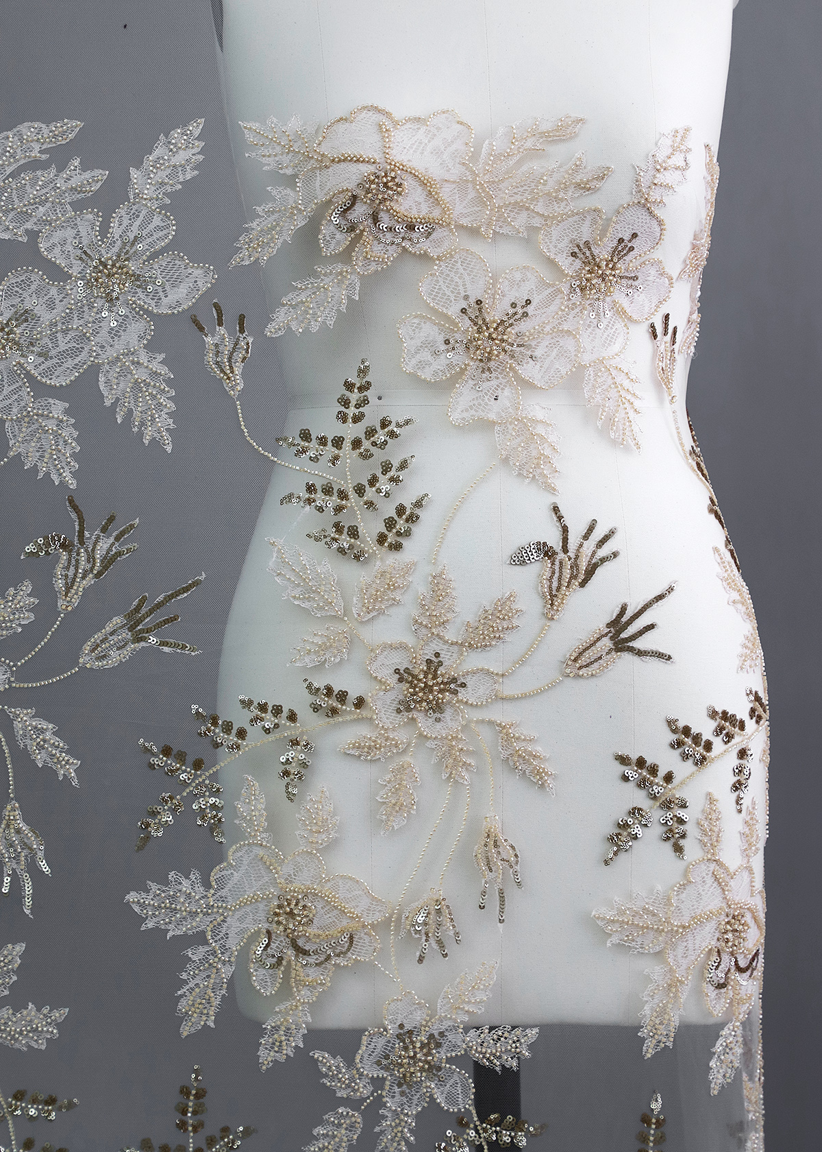 Yanzi colorful beaded lace dress fabric (YZZX340）