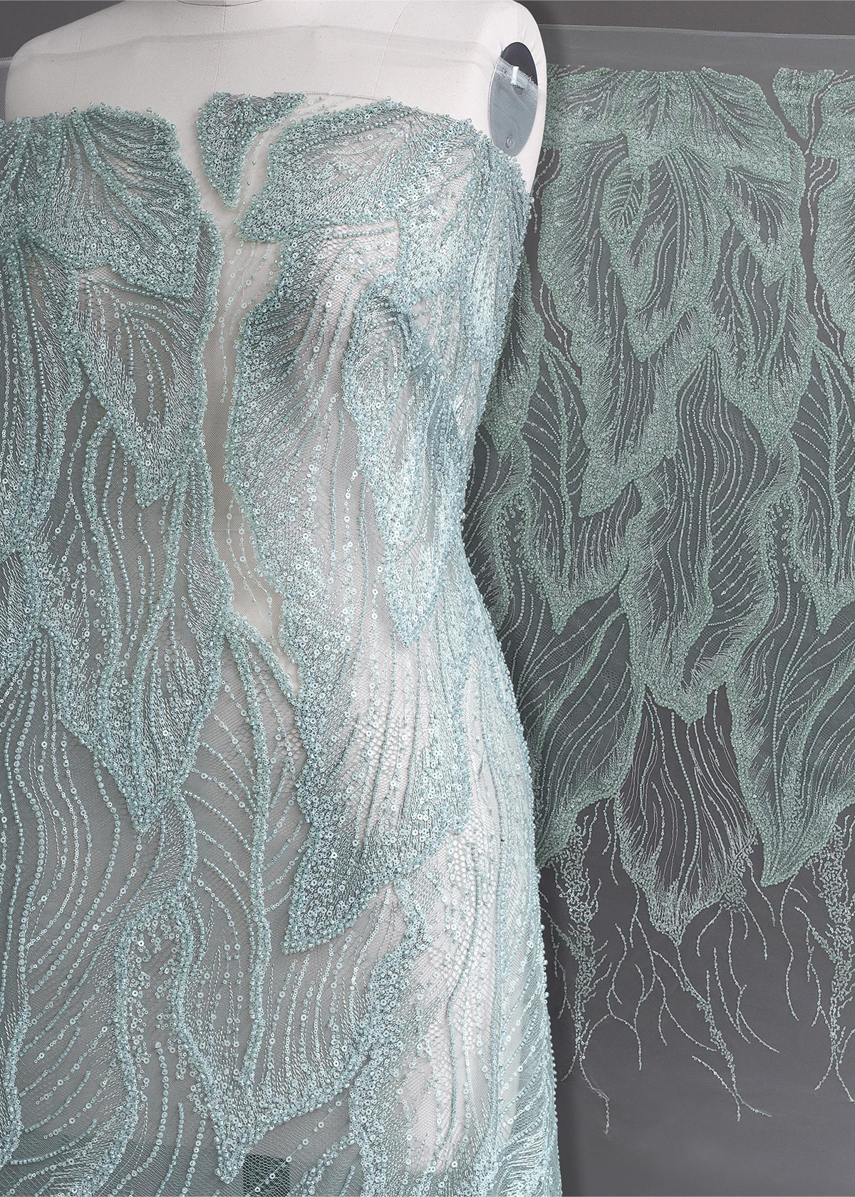 Yanzi colorful beaded lace dress fabric (YZZX357）
