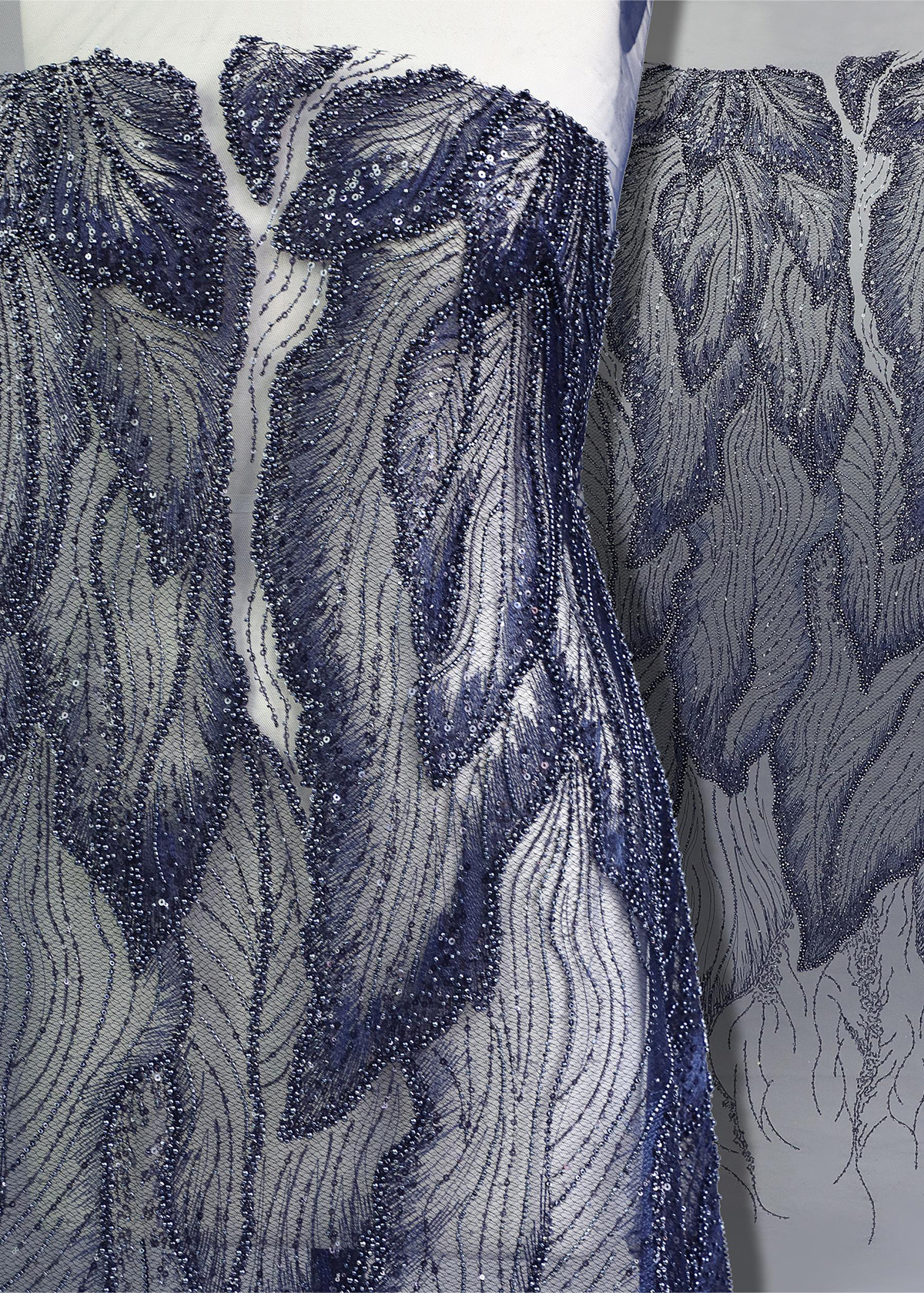 Yanzi colorful beaded lace dress fabric (YZZX357）