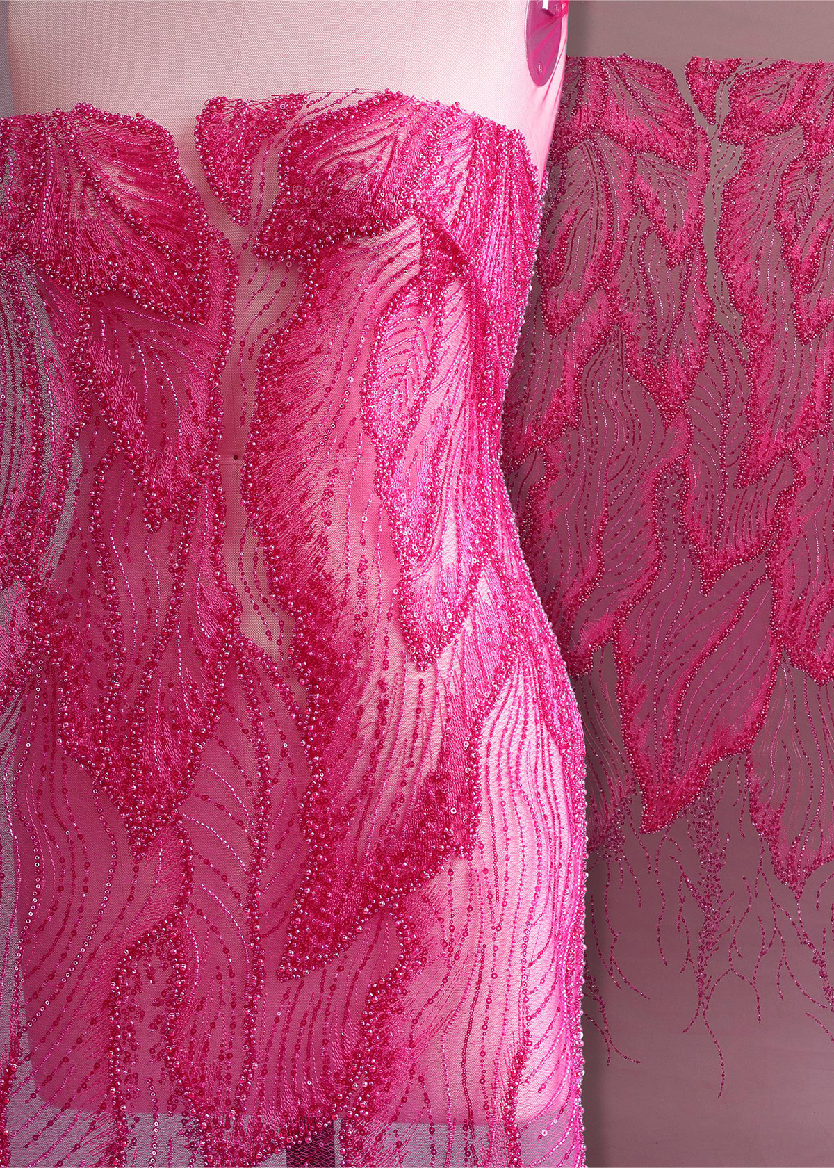 Yanzi colorful beaded lace dress fabric (YZZX357）