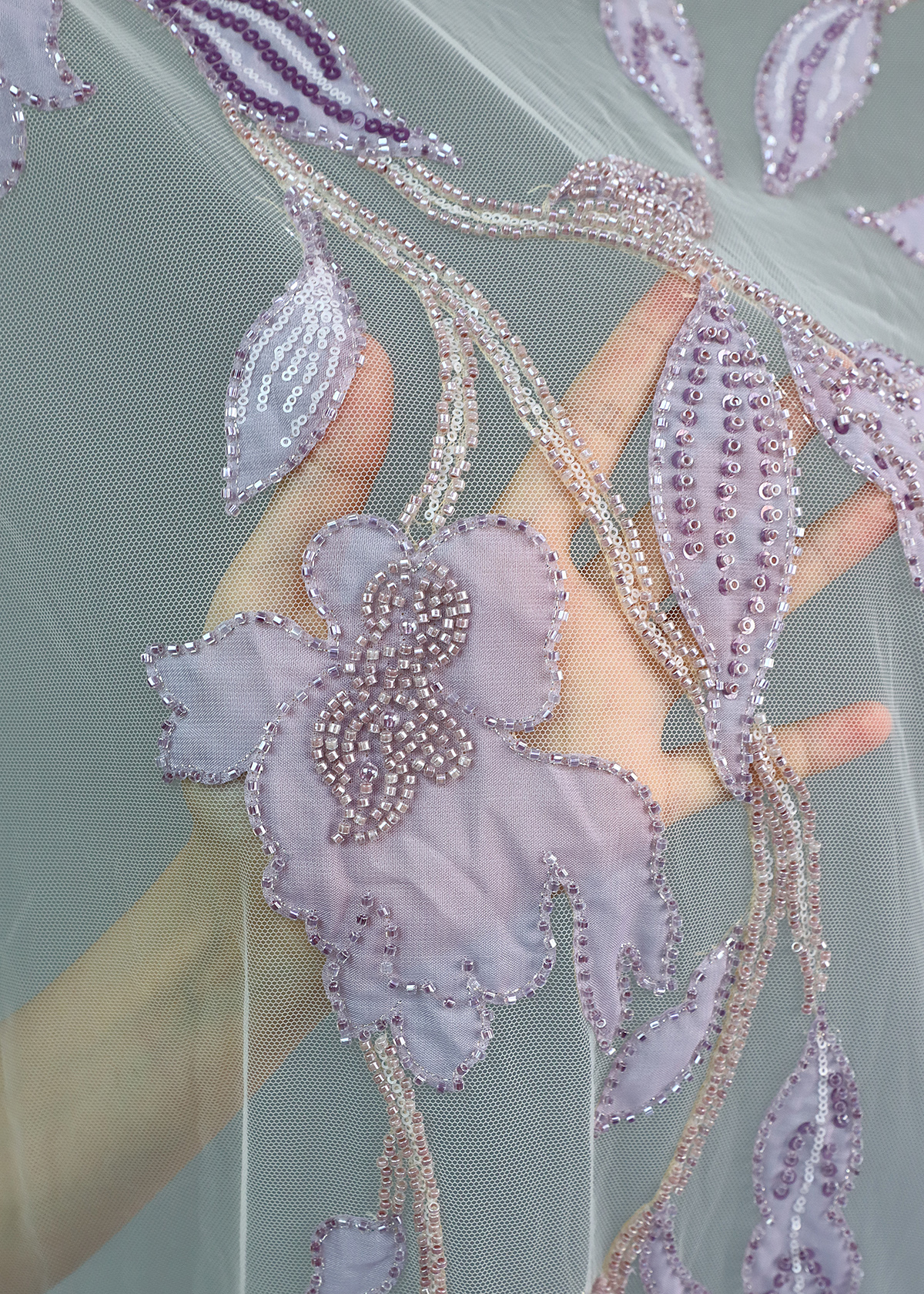 Yanzi colorful beaded lace dress fabric (YZZX523）
