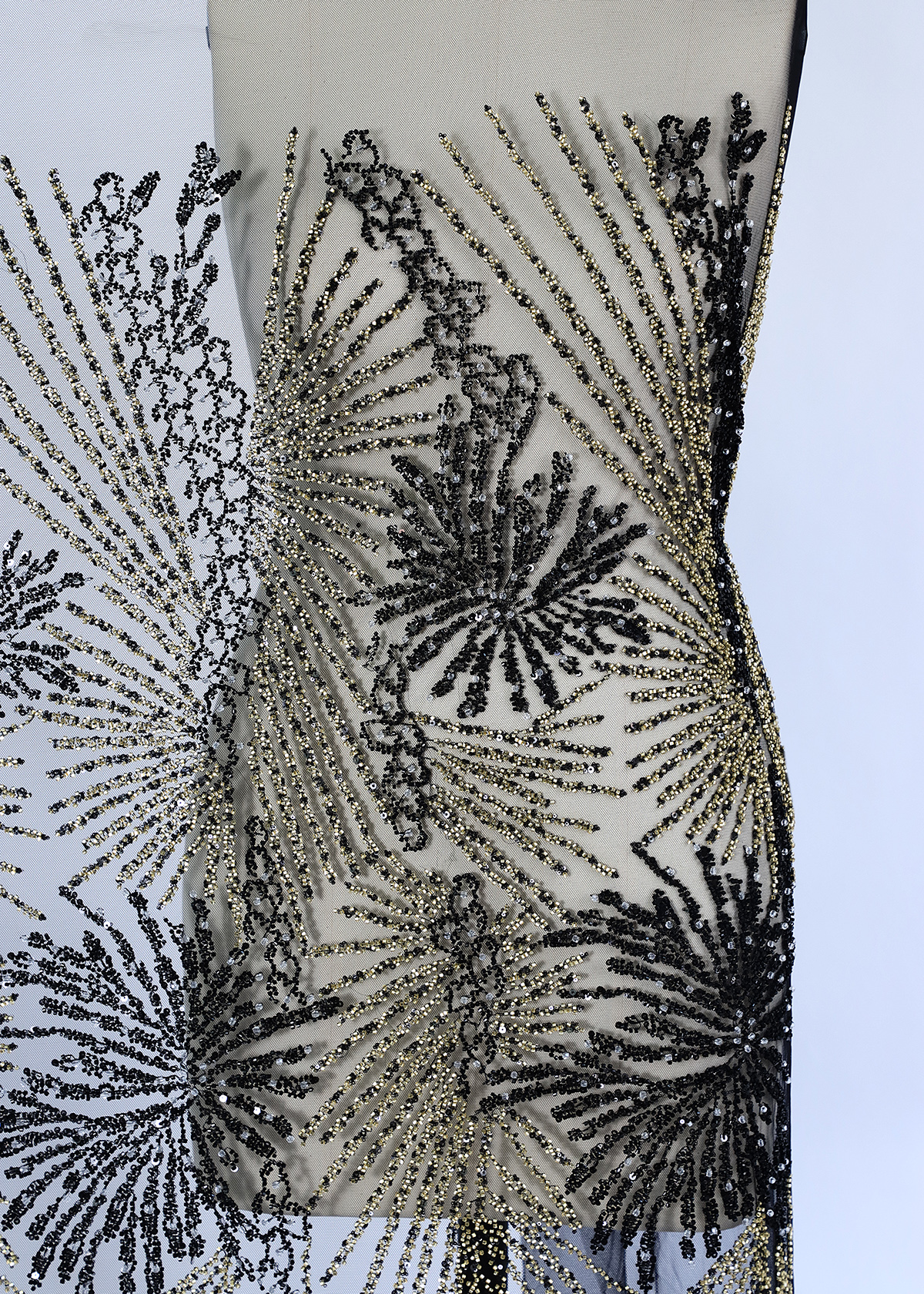 Yanzi colorful beaded lace dress fabric (YZZX536）