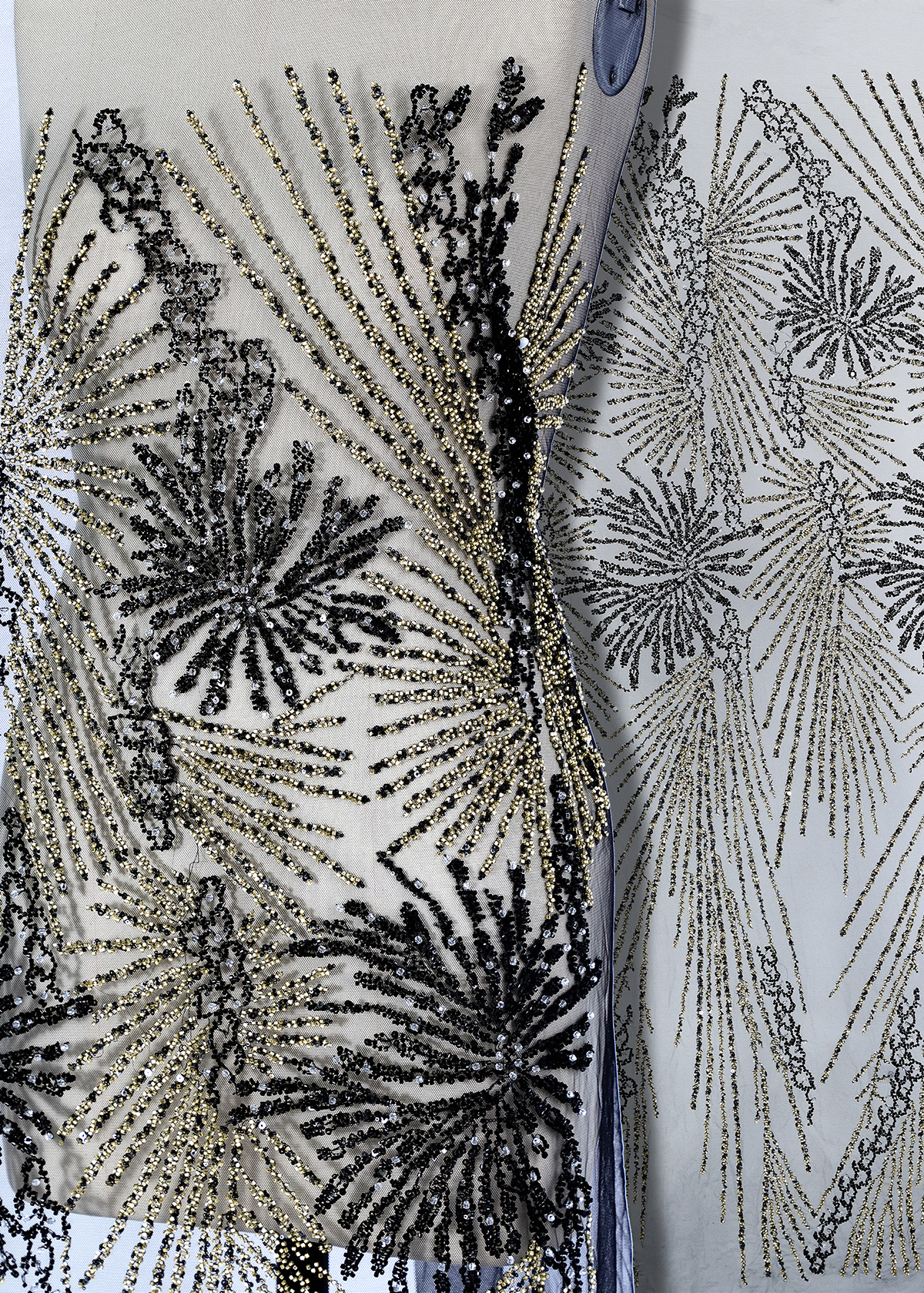 Yanzi colorful beaded lace dress fabric (YZZX536）
