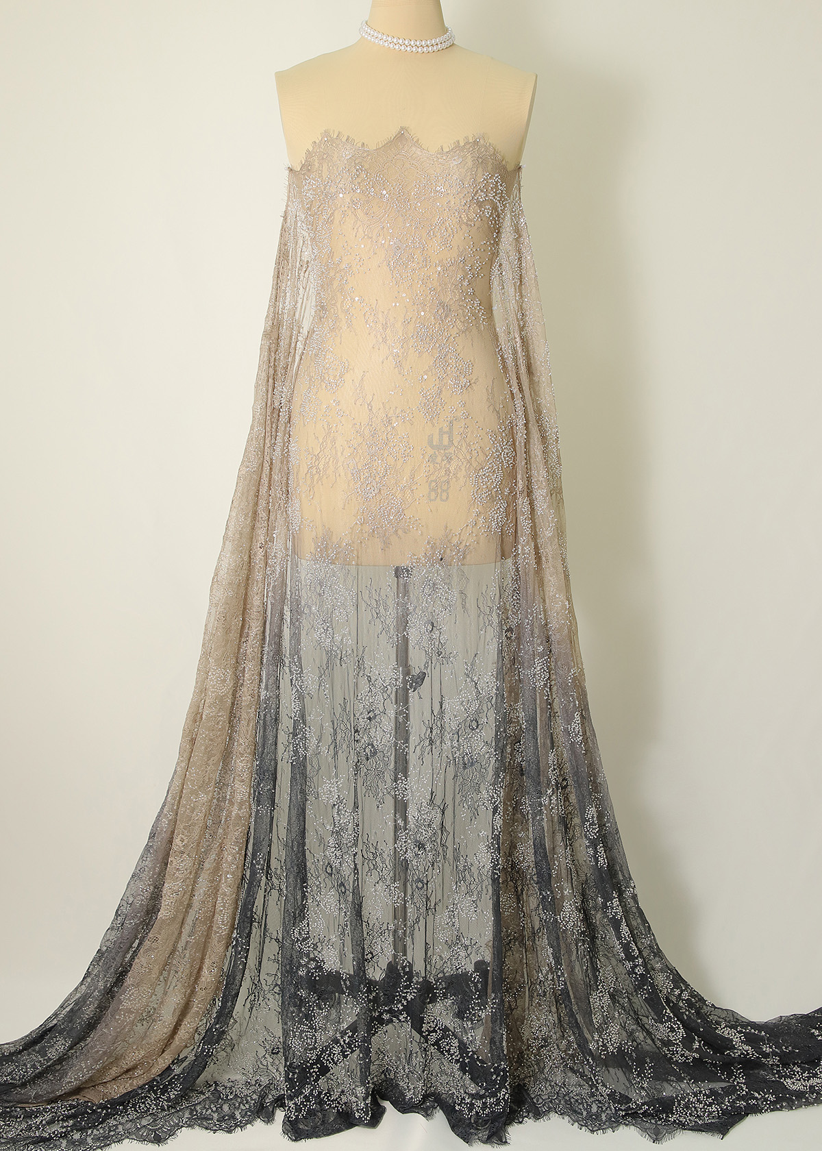 Yanzi Eyelash lace with bead embroidery fabric (YZZX892+L98031）