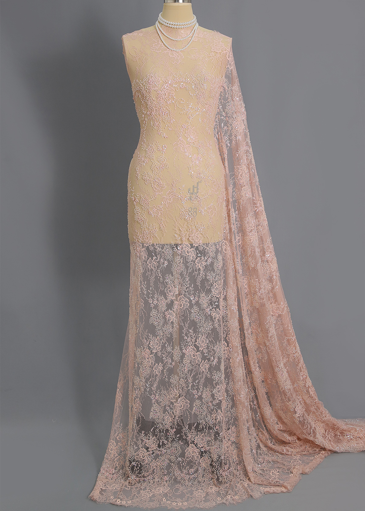 Yanzi Eyelash lace with bead embroidery fabric (YZZX892A+9287）