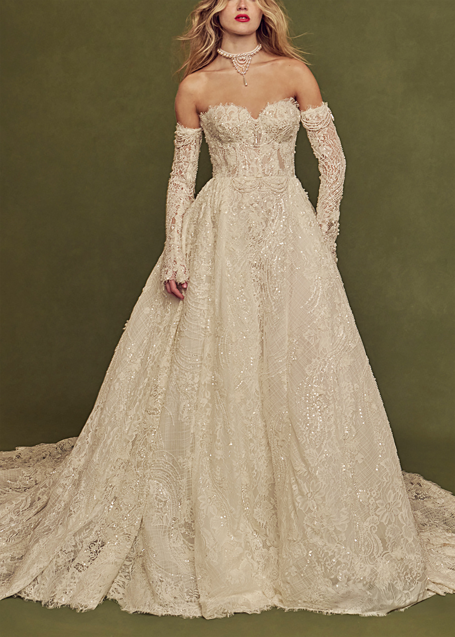 Yanzi eyelash lace with bead embroidery bridal wedding fabric luxury lace (YZZX904)