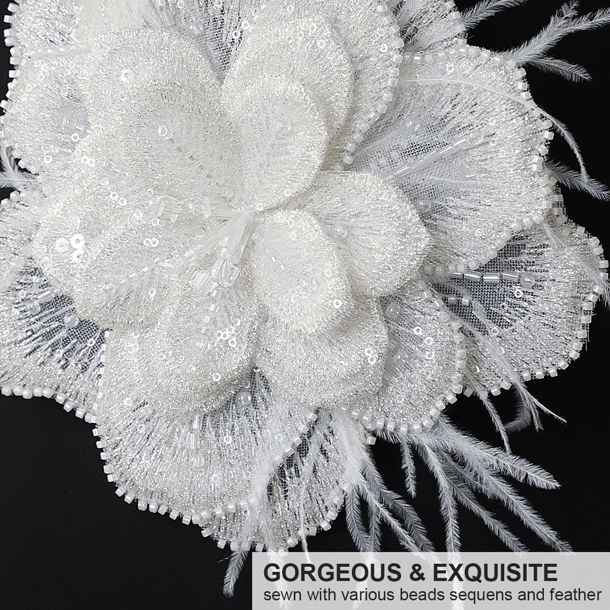 Yanzi Handmade 3d Flower Sequin Beads Applique(YZDH091)