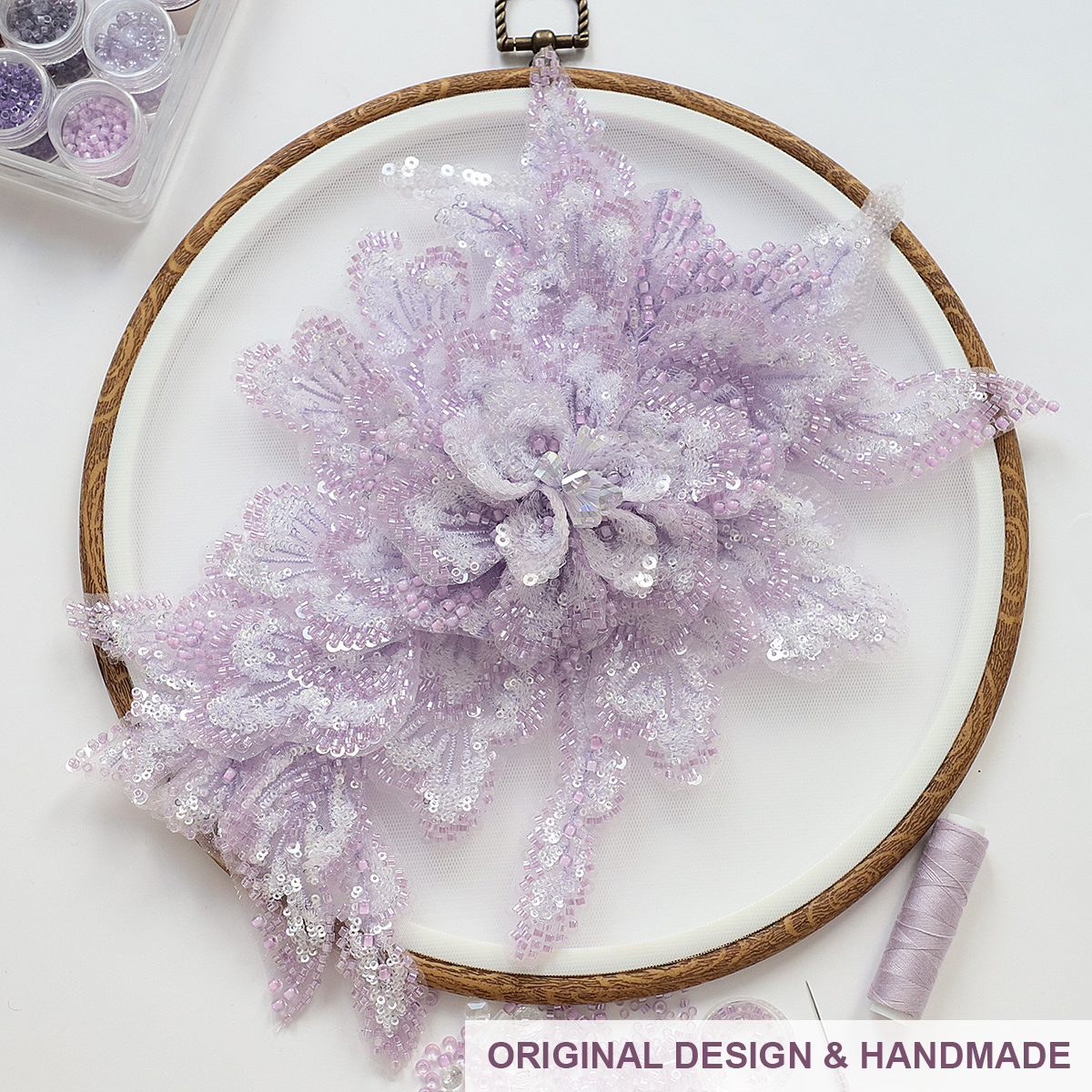 Yanzi Handmade 3d Flower Sequin Beads Applique for Dress Clothing Accessories (YZLQ003）