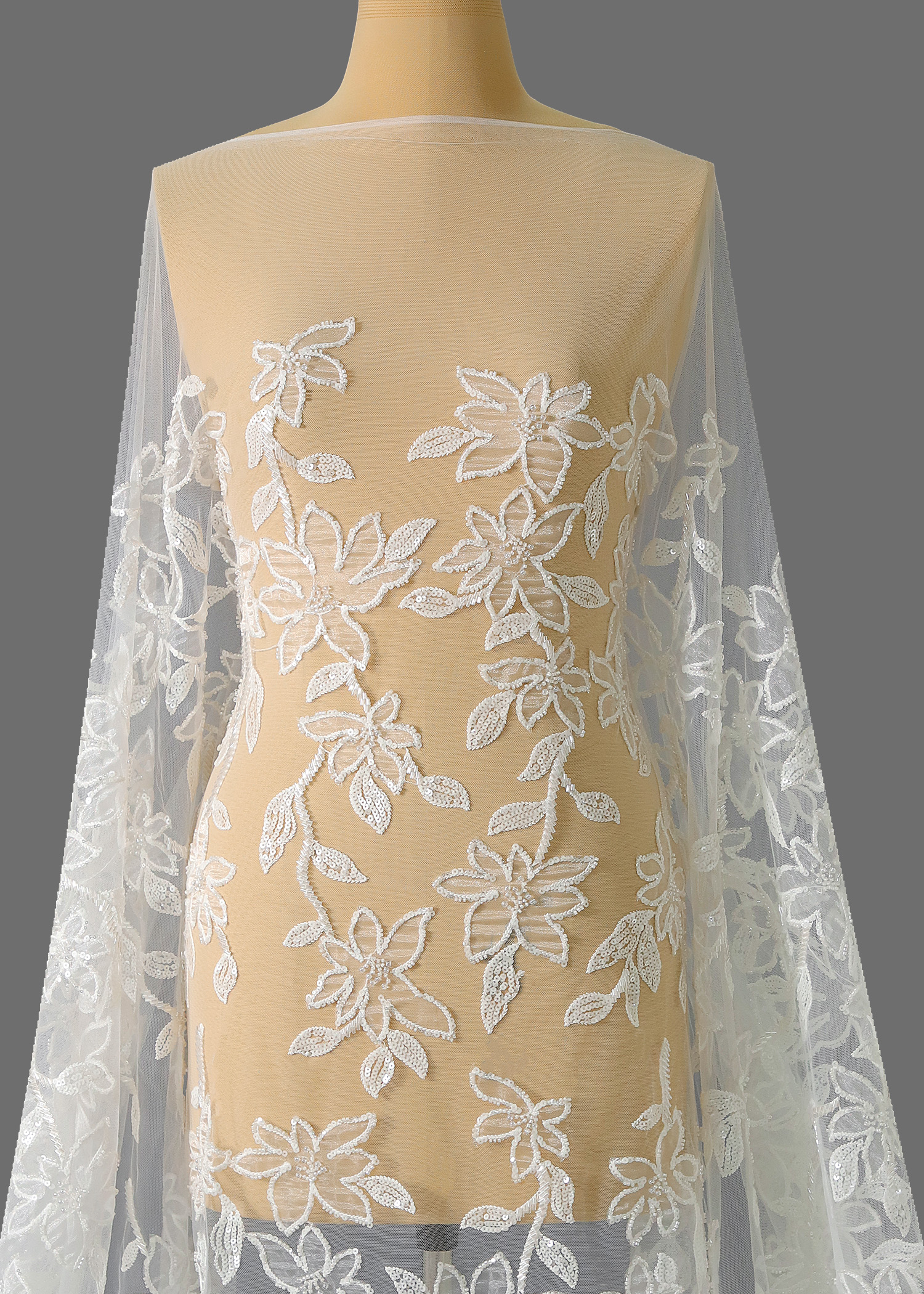 Yanzi floral Laser beaded sequin embroidered lace (YZZX239-1)