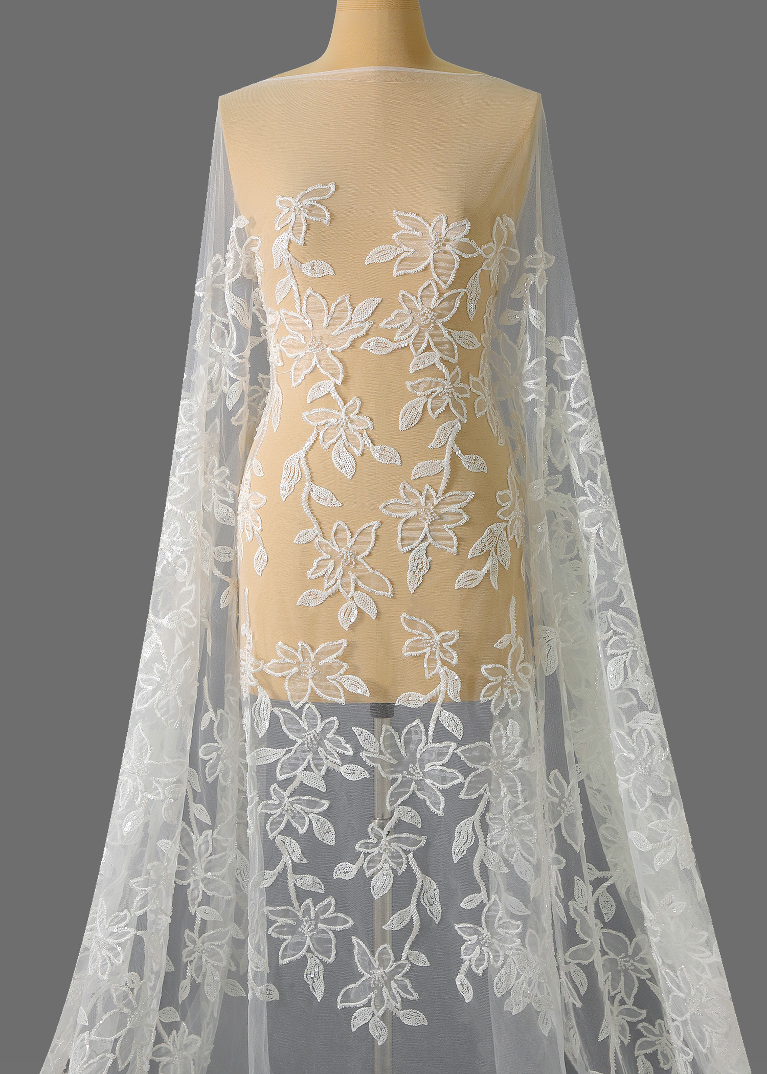 Yanzi floral Laser beaded sequin embroidered lace (YZZX239-1)