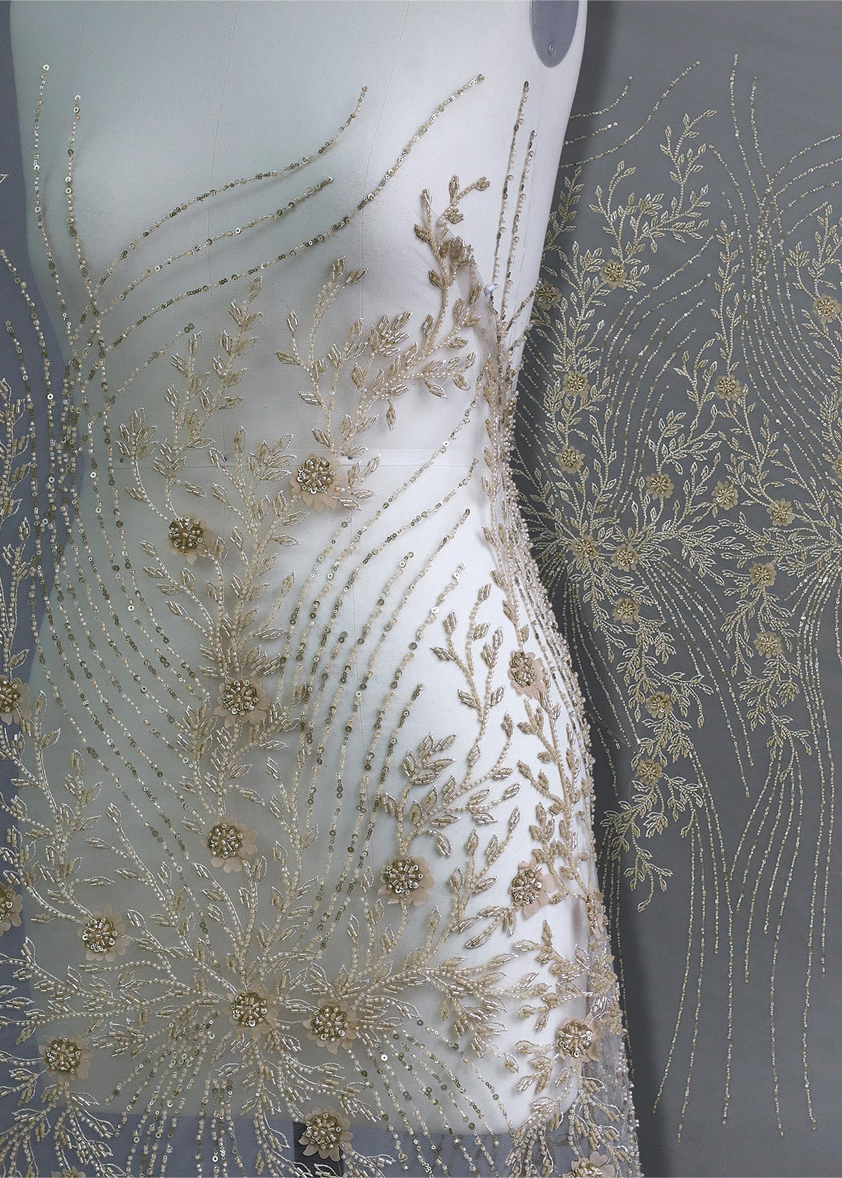 Yanzi colorful beaded lace dress fabric (YZZX243）