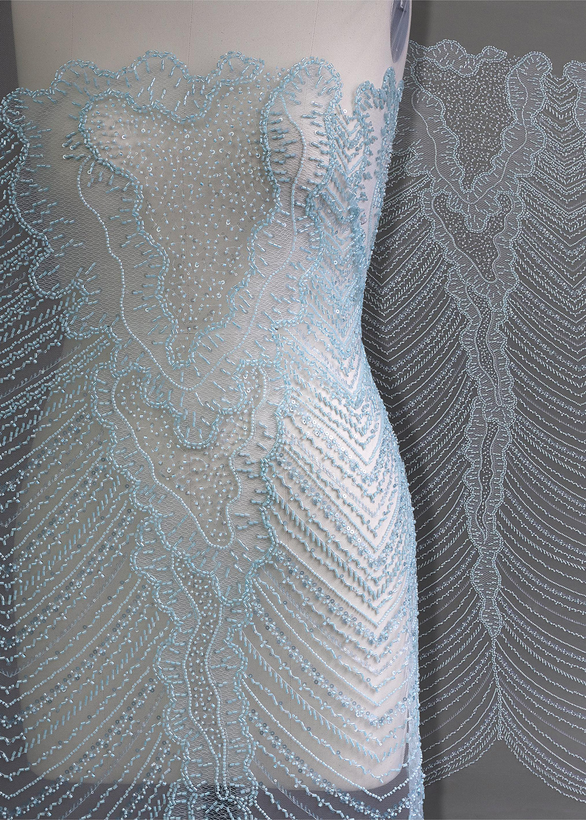 Yanzi colorful beaded lace dress fabric (YZZX266）