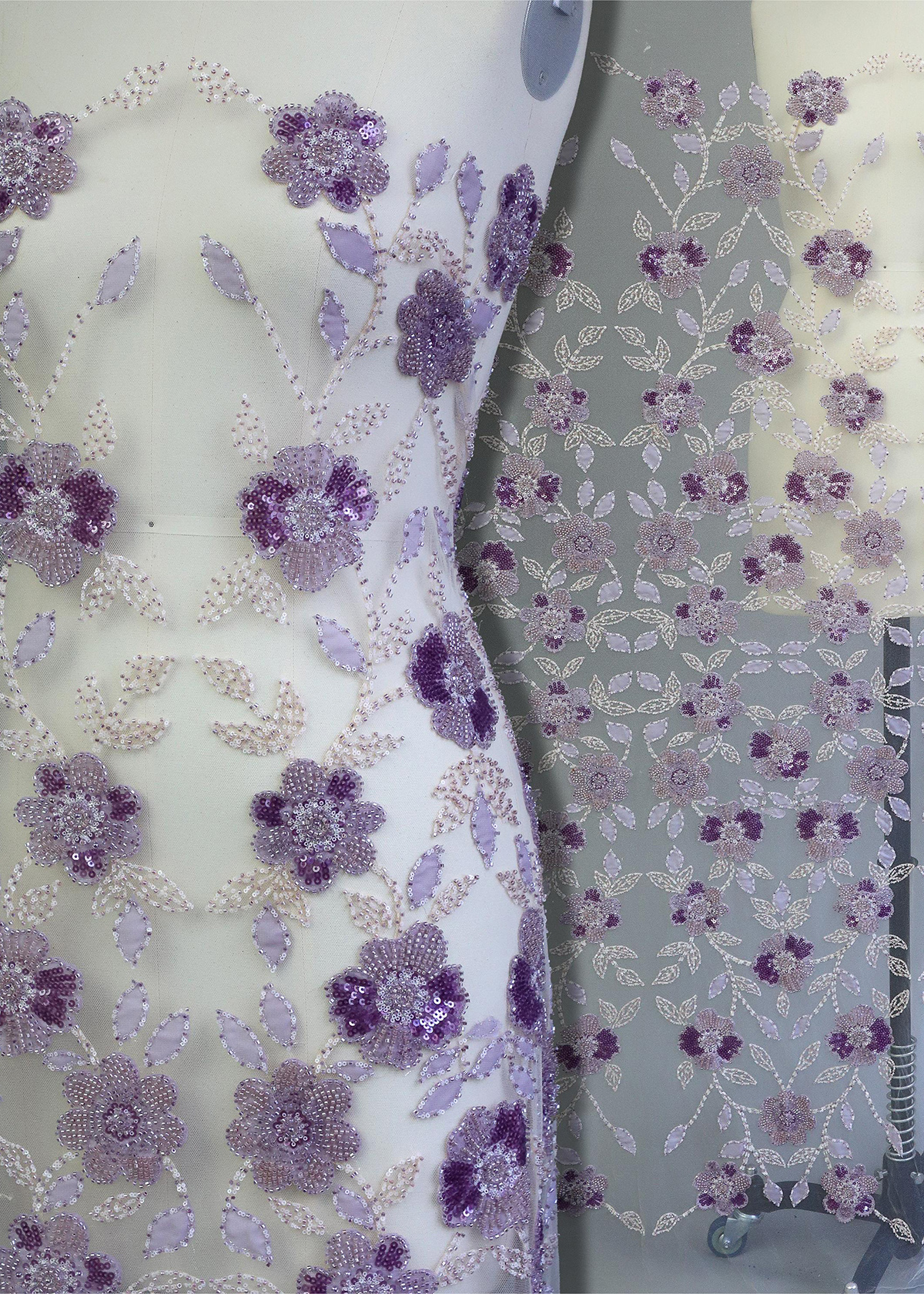 Yanzi colorful beaded lace dress fabric (YZZX411）