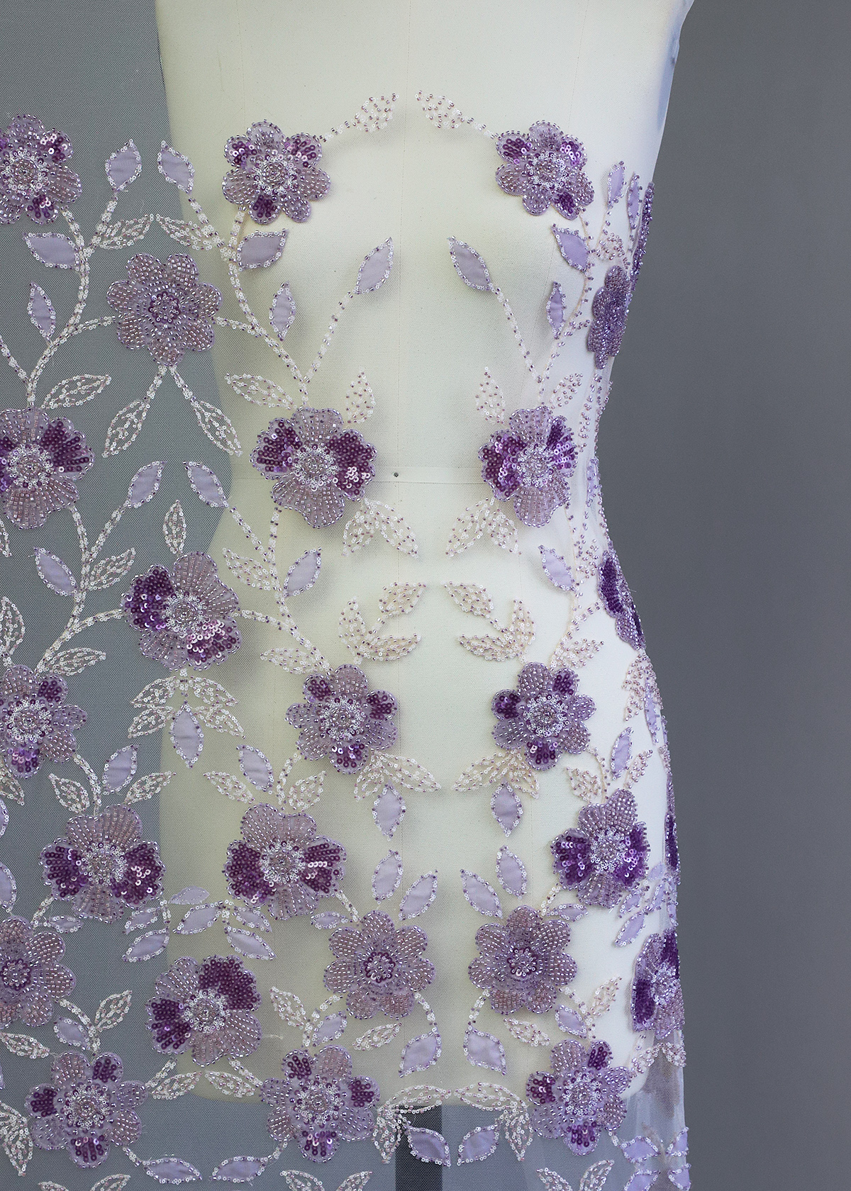 Yanzi colorful beaded lace dress fabric (YZZX411）